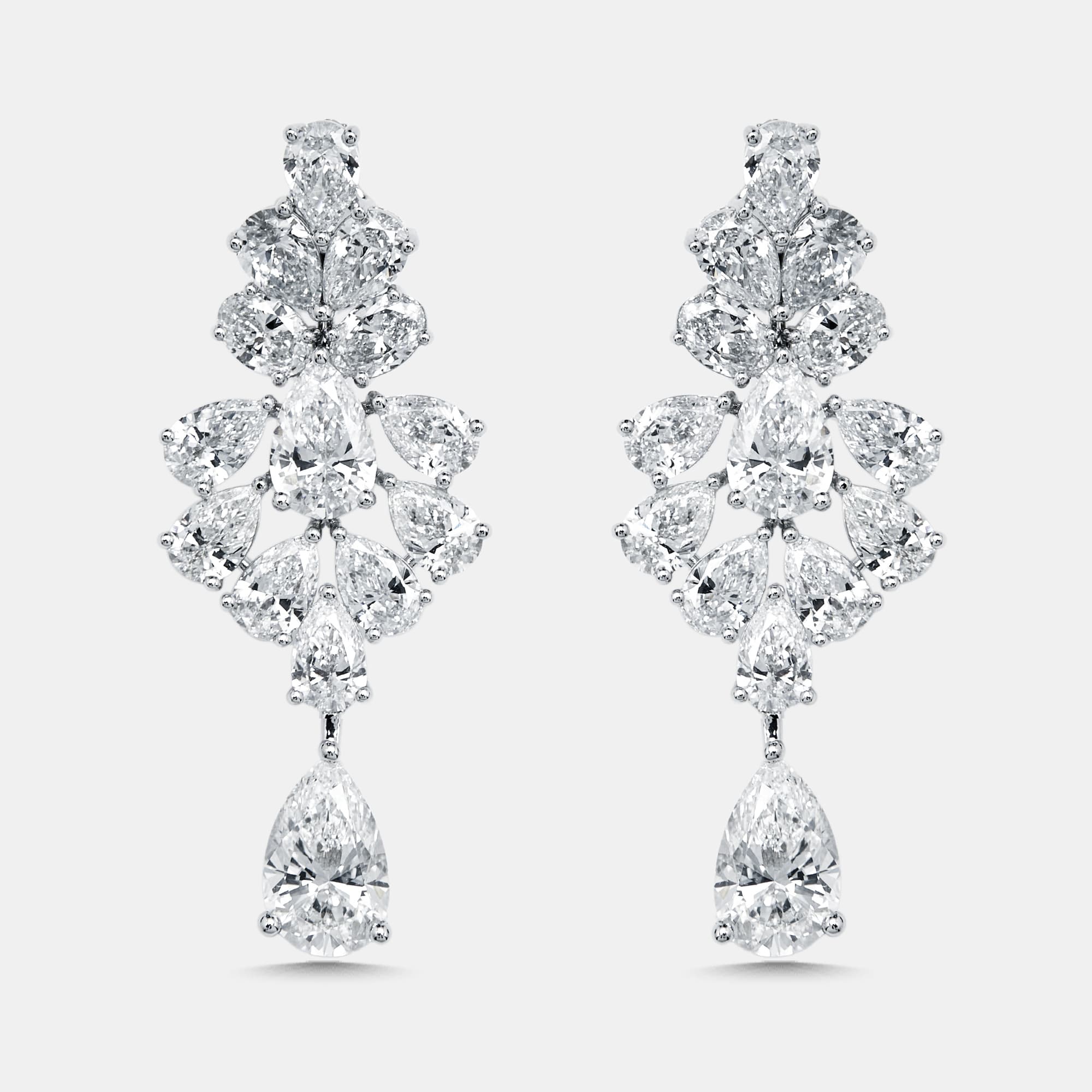 7.4 cts Pear, Oval Lab Grown Diamonds 18k White Gold Earrings