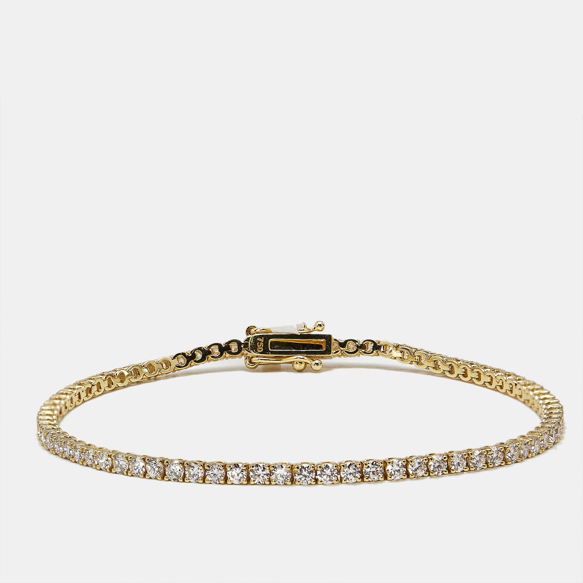 2.30 cts Round Brilliant Lab Grown Diamonds 18k Yellow Gold Tennis Bracelet