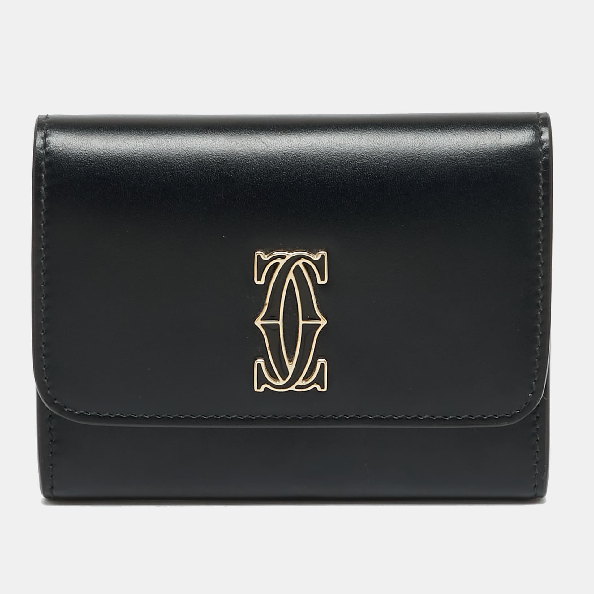 Cartier C de Cartier Black Leather Compact Wallet