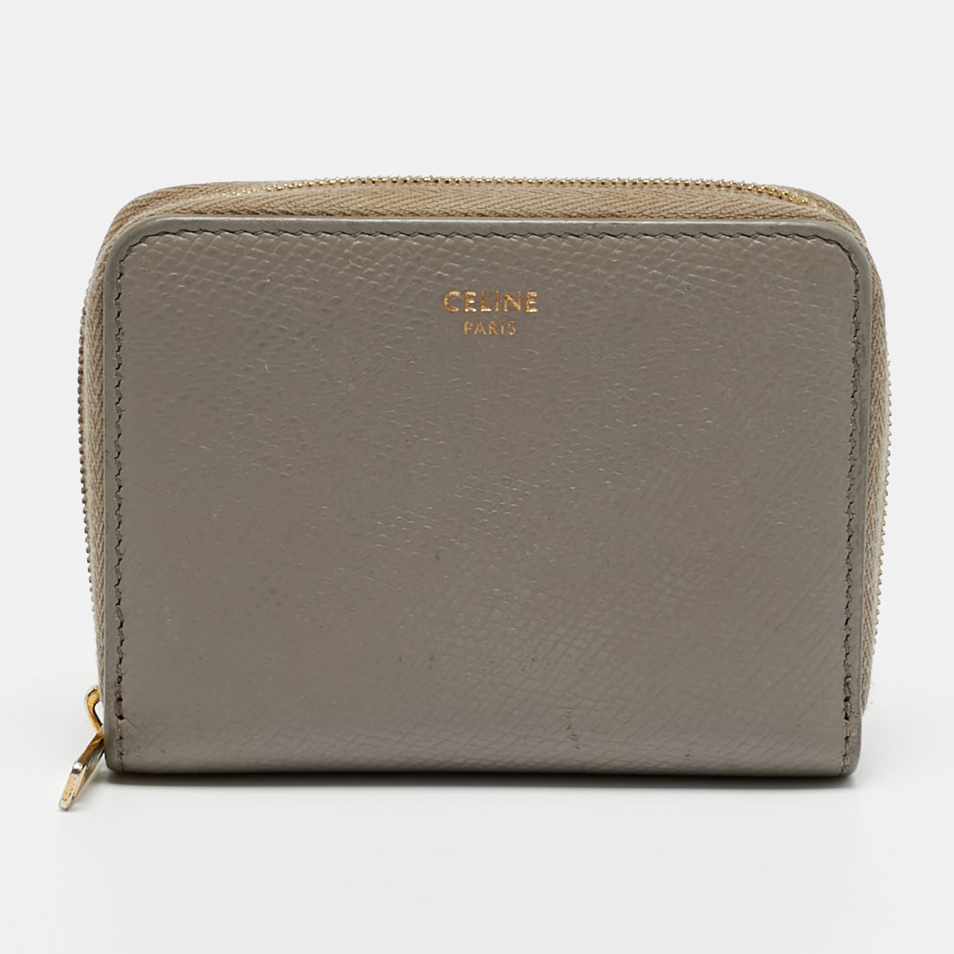 Celine Grey Leather Zip Around Wallet