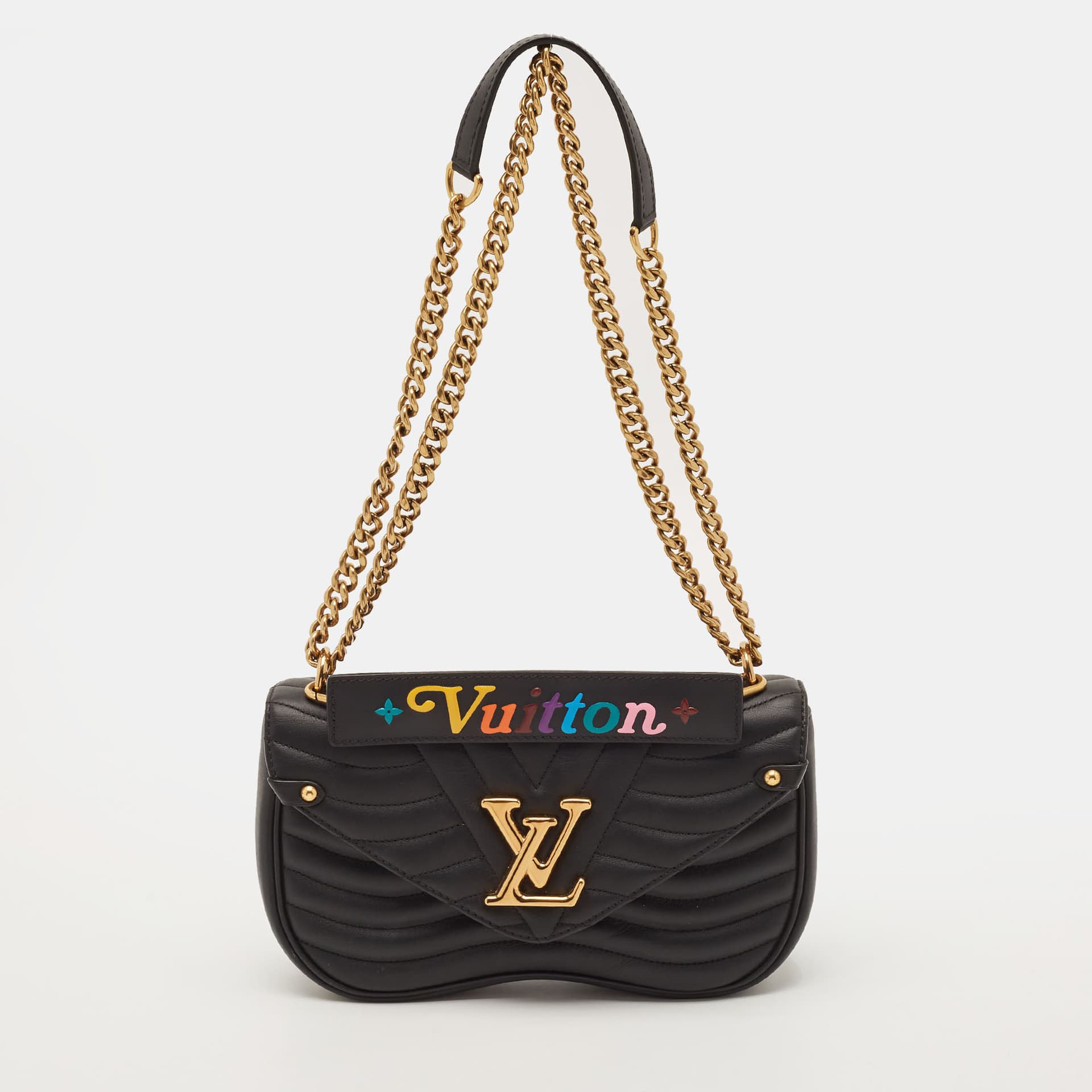Louis Vuitton Chain New Wave MM Black Leather Bag