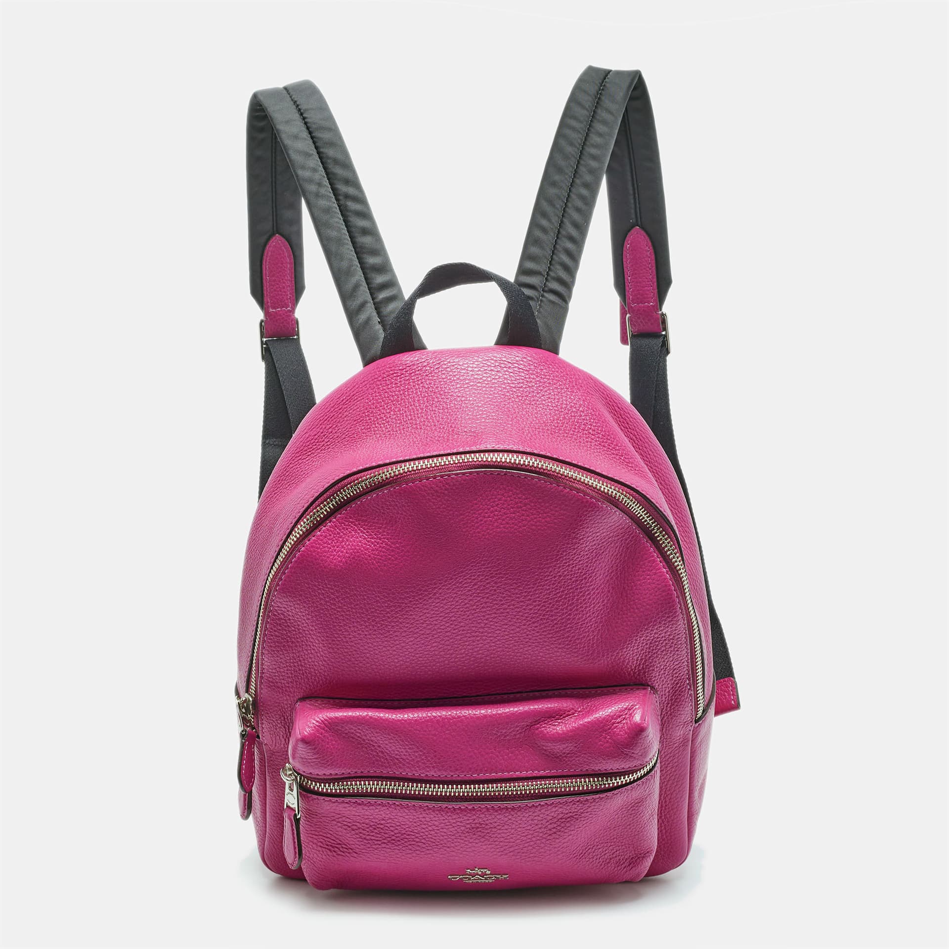 Coach Charlie Pink/Black Leather and Nylon Backpack