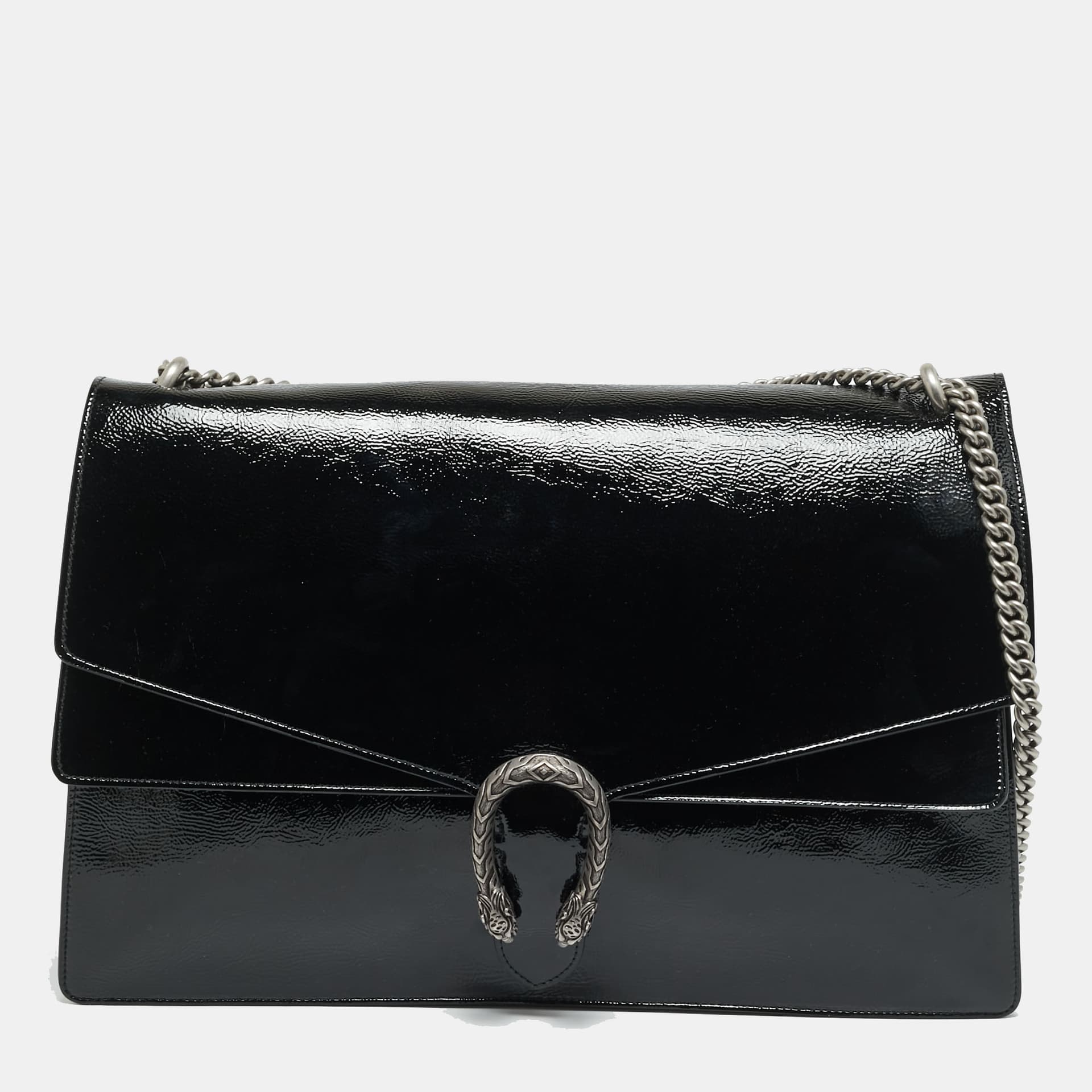 Gucci Dionysus Large Black Patent Leather Shoulder Bag