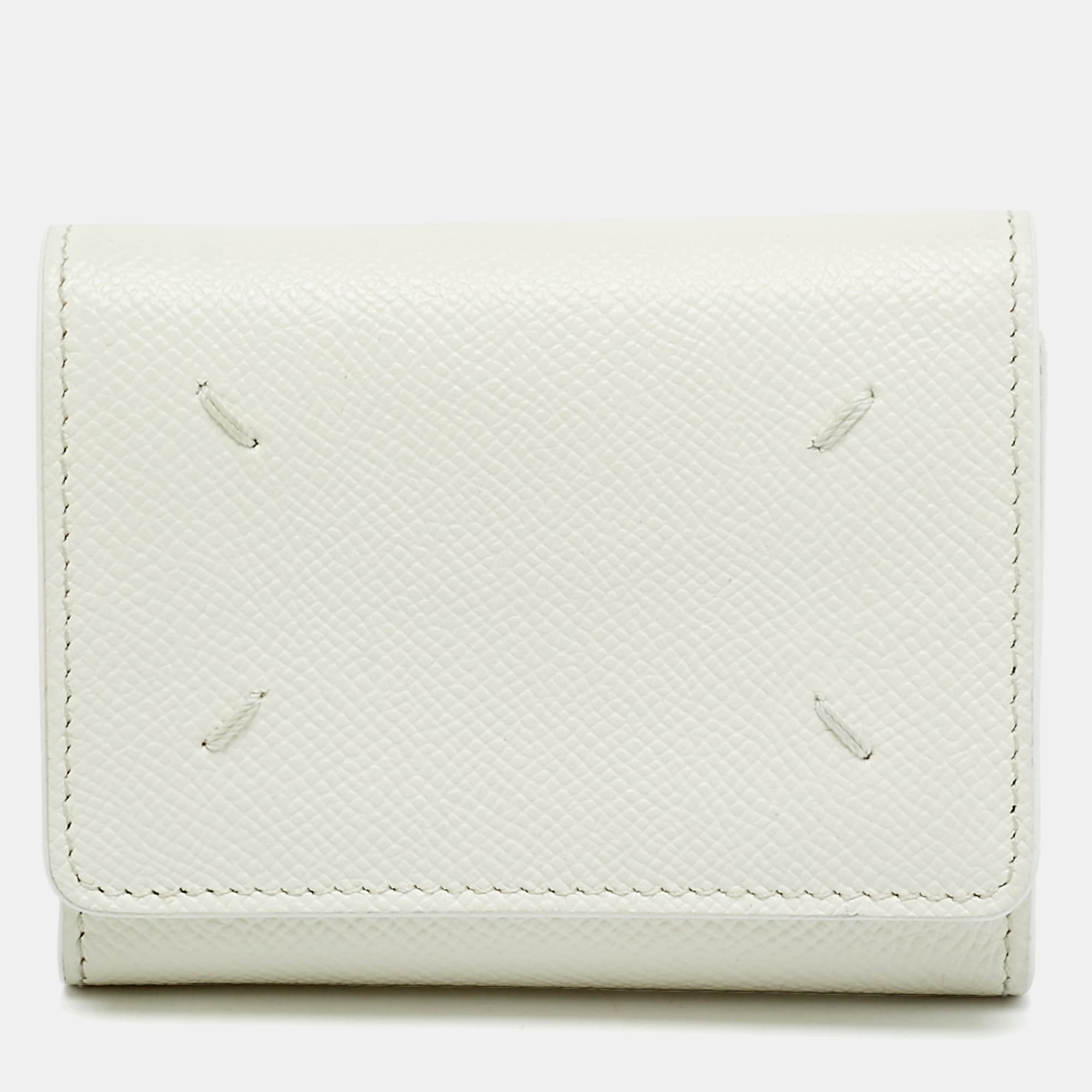 Maison Martin Margiela Four-Stitch White Leather Trifold Wallet