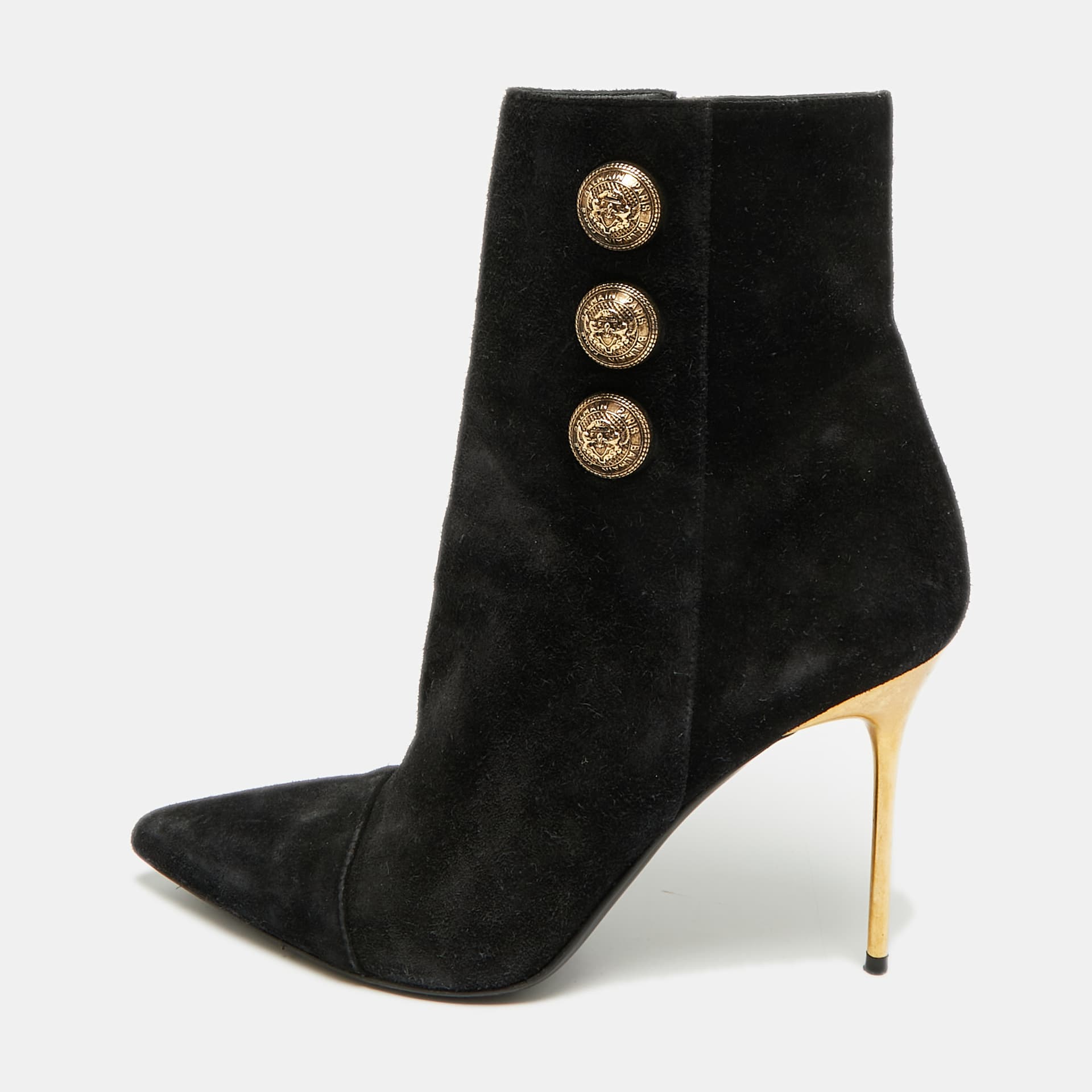 Balmain Roni Size 39 Black Suede Ankle Length Boots