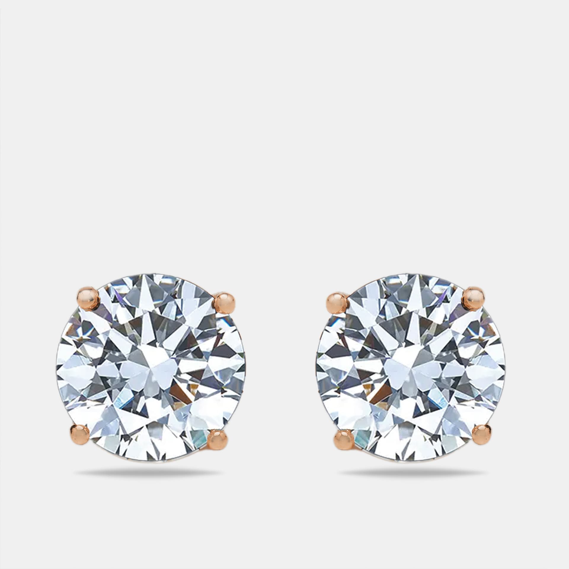 6 cts Round Lab Grown Diamonds 18k Rose Gold Earrings