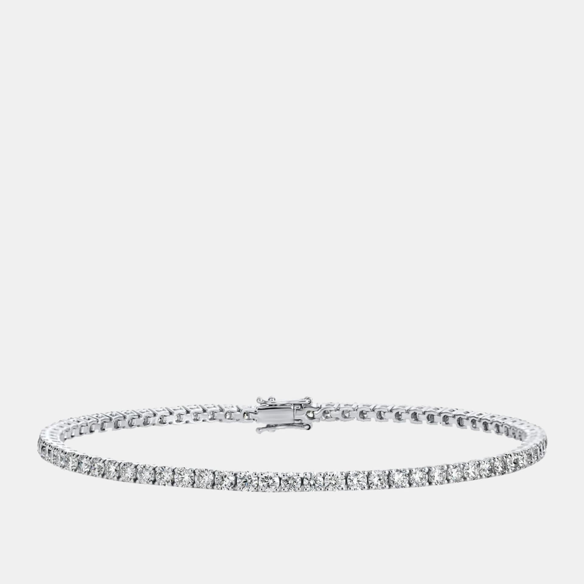 3.30 cts Round Brilliant Lab Grown Diamonds Sterling Silver 925 Tennis Bracelet 16 cm