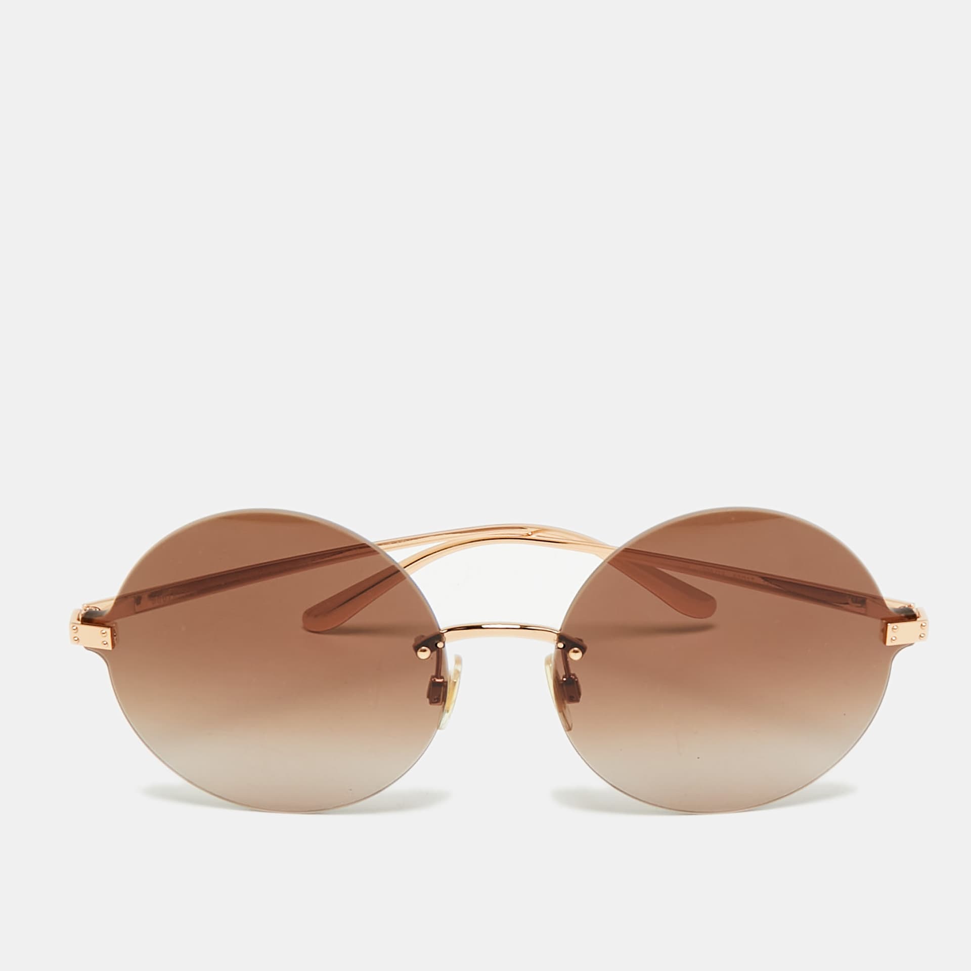 Dolce & Gabbana Brown Gradient DG2228 Rimless Round Sunglasses