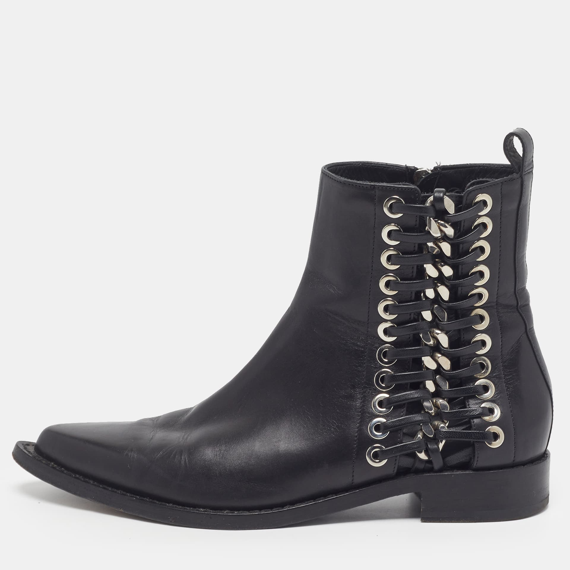 Alexander McQueen Size 39 Black Leather Ankle Length Boots