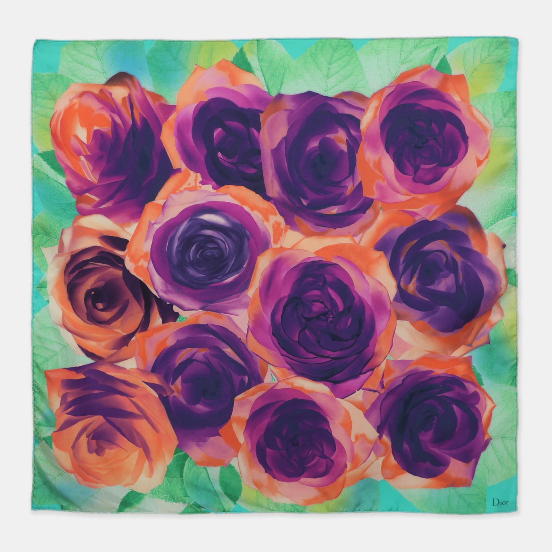 Dior Multicolor Floral Print Silk Scarf
