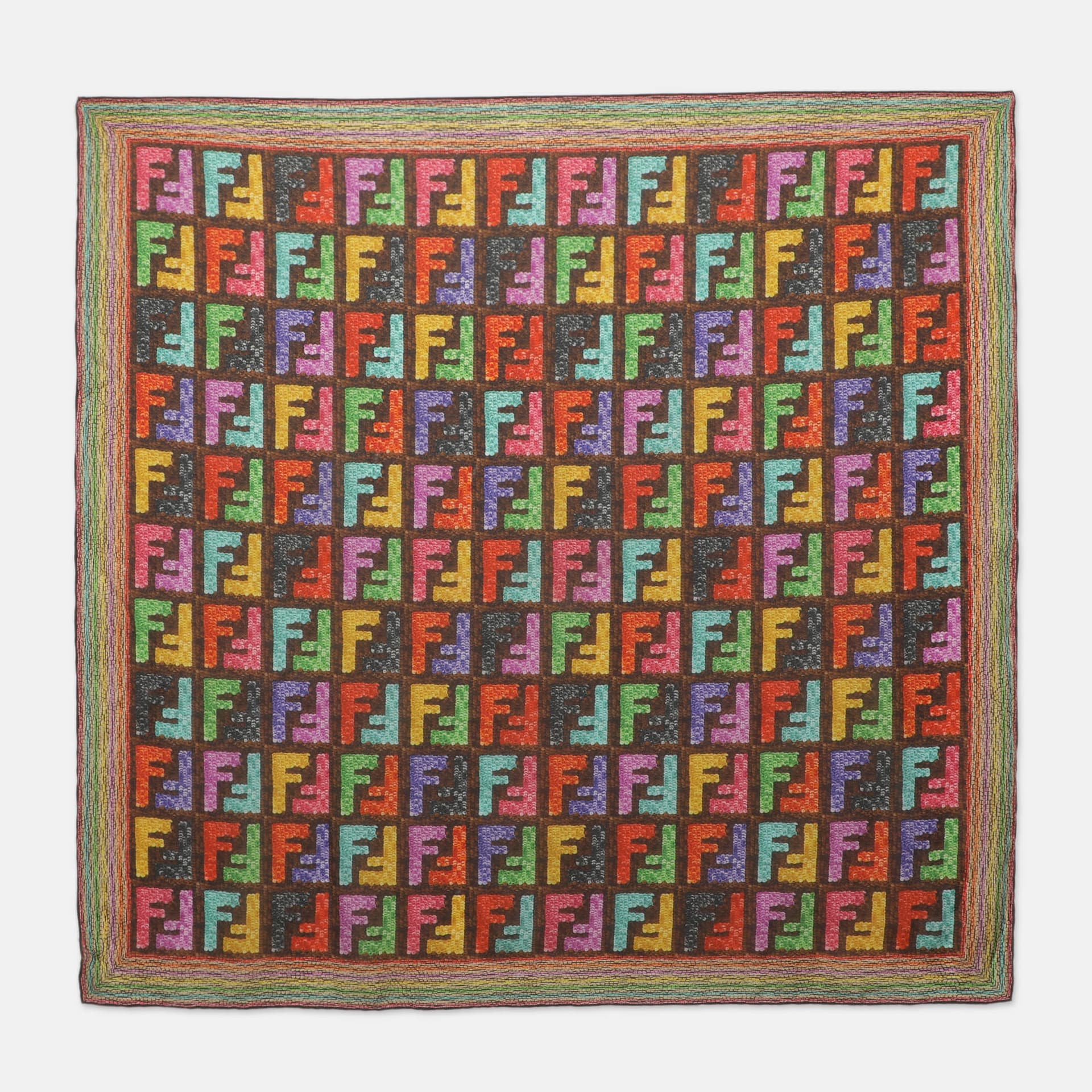 Fendi Multicolor FF Printed Chiffon Scarf