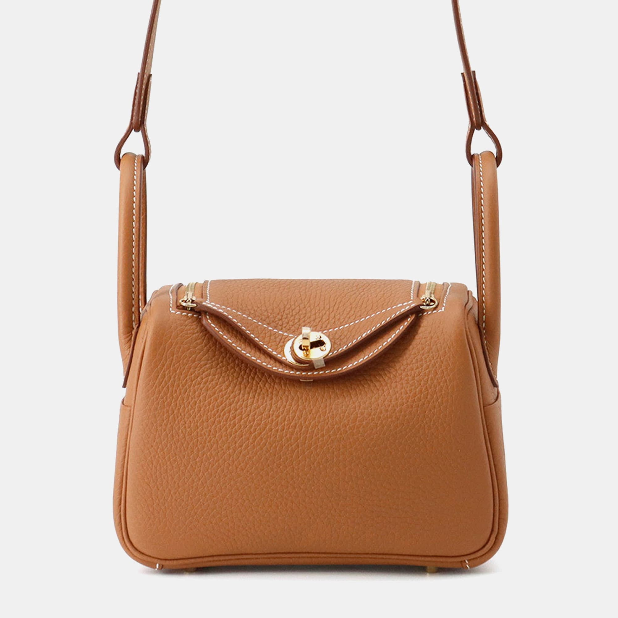 Hermes Lindy Gold Taurillon Clemence Size Mini