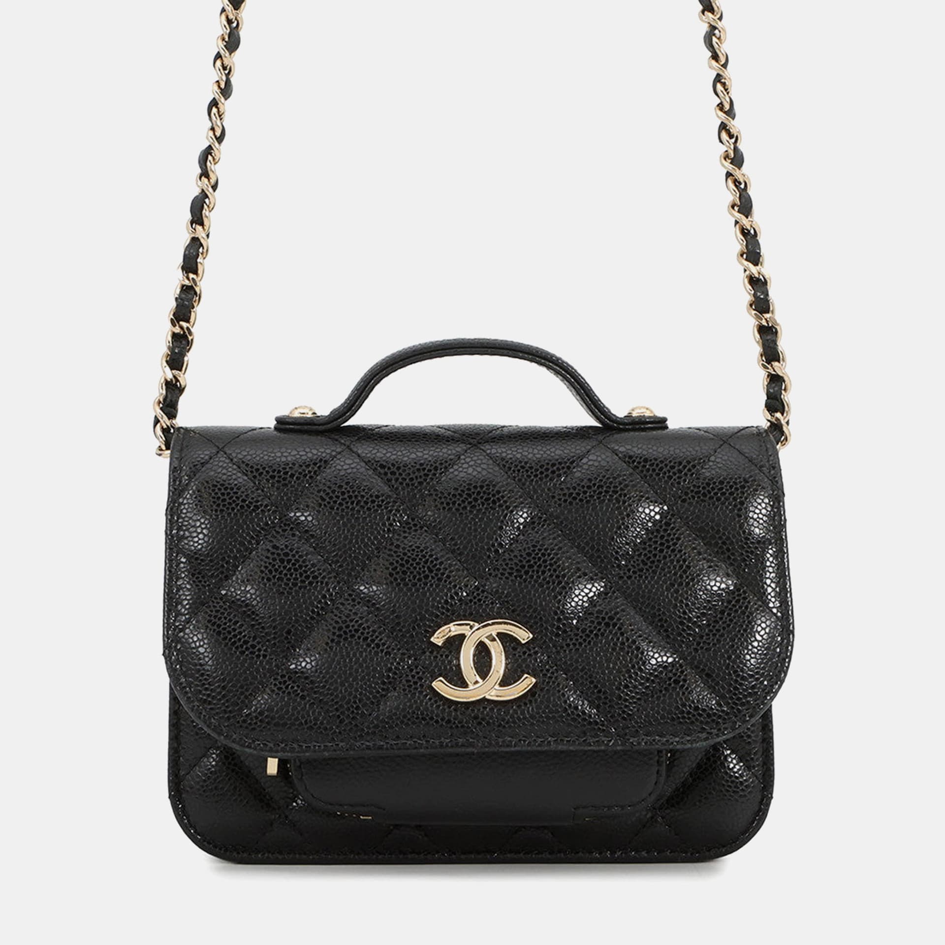 Chanel Business Affinity Chain Wallet Black Caviar Leather