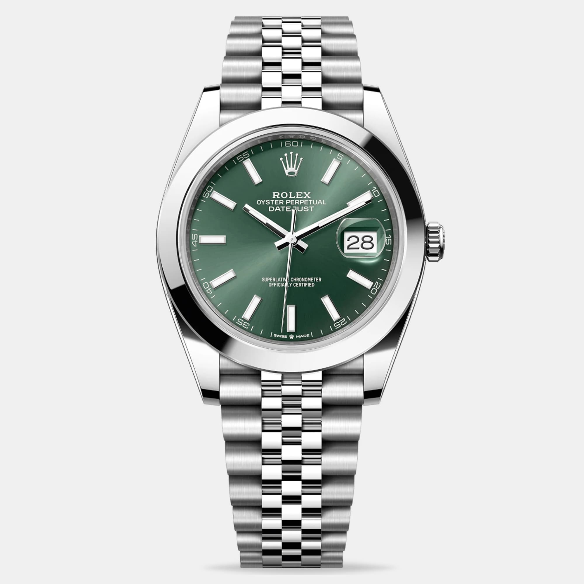 Rolex Datejust 126300-0020 Mint Green Jubilee Men's Wristwatch 41mm