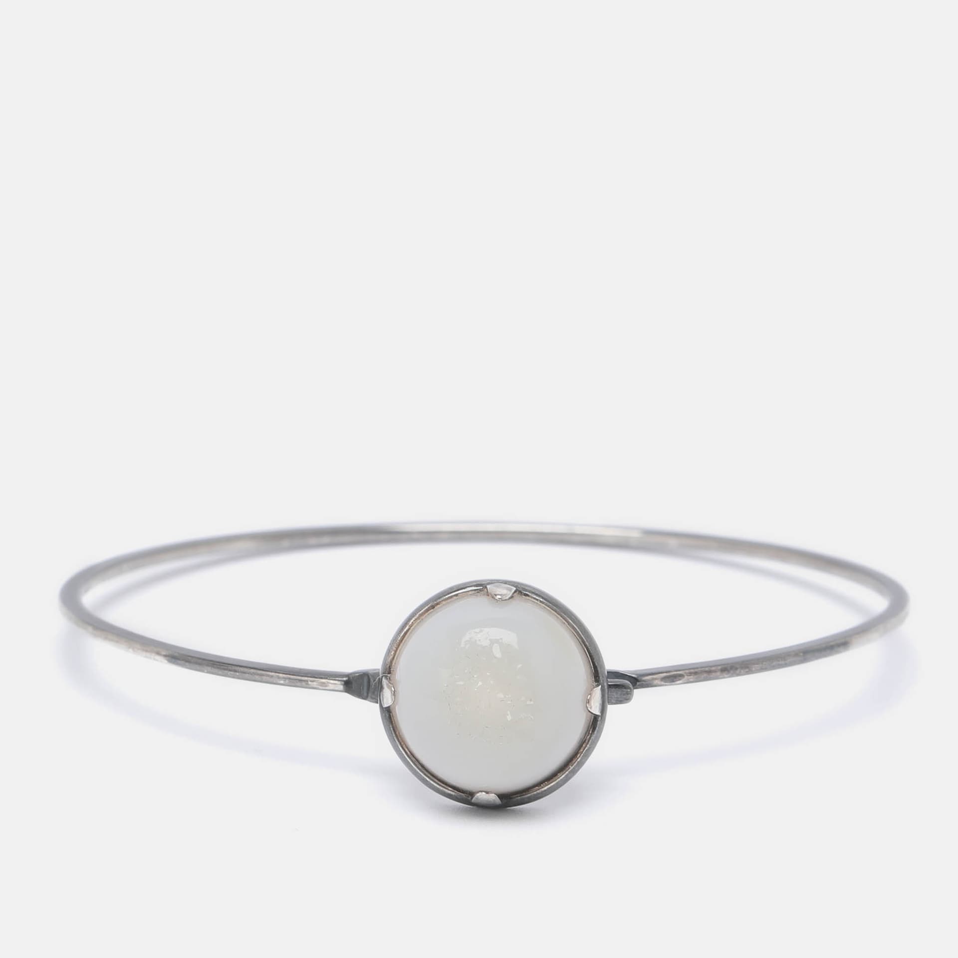 Bottega Veneta Silver 925 White Cabochon Bracelet S
