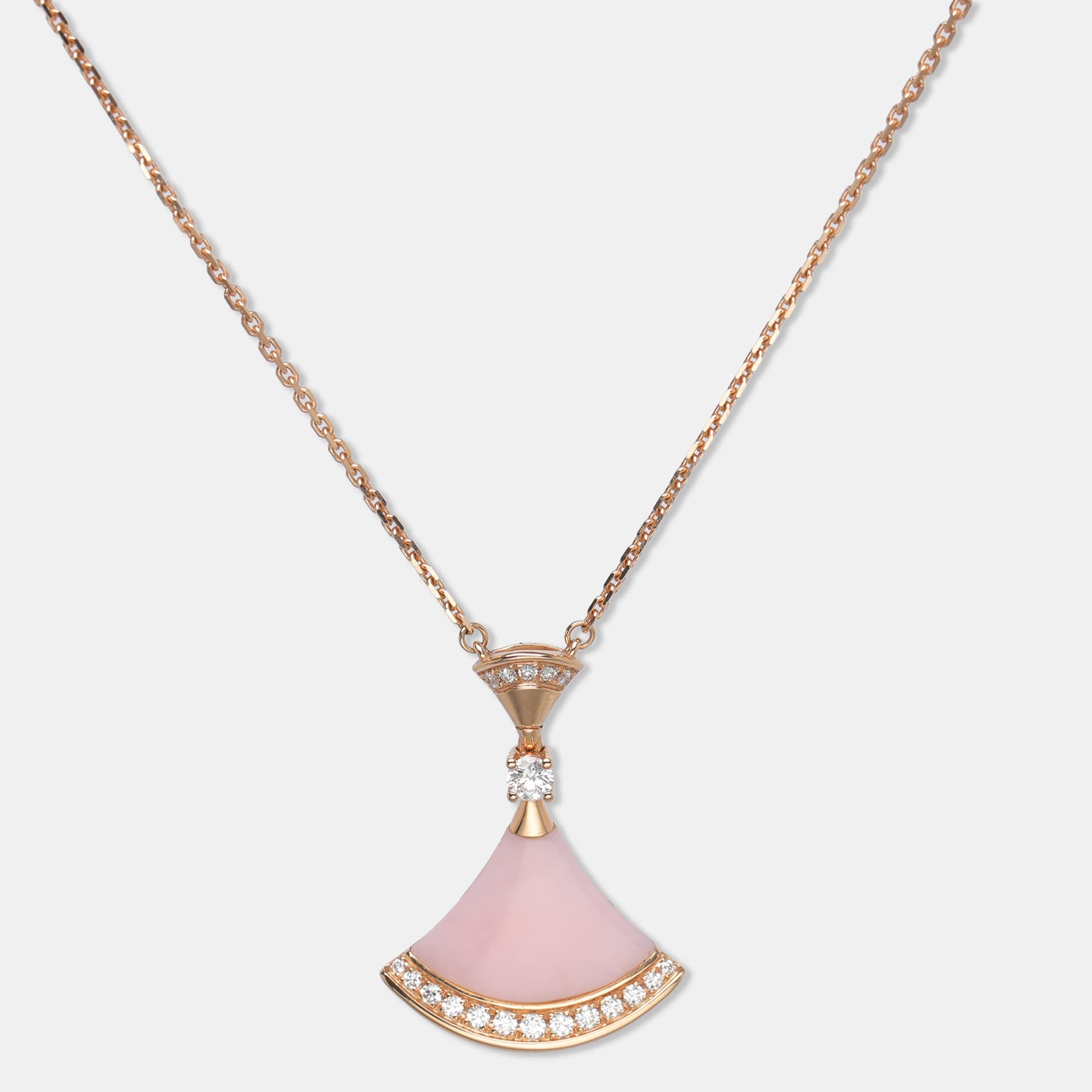 Bvlgari Divas' Dream Diamond Pink Opal 18k Rose Gold Pendant Necklace