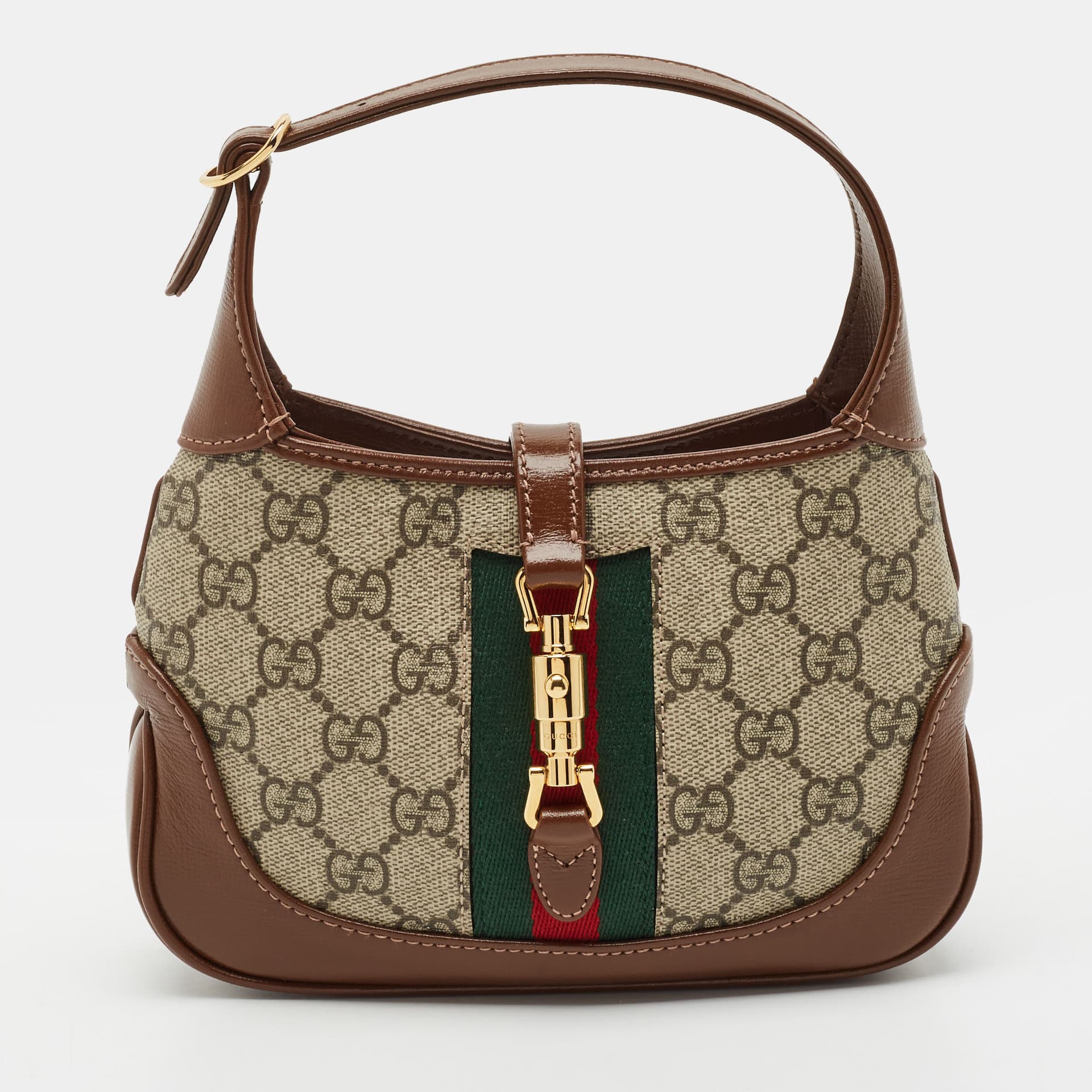 Gucci Jackie 1961 Mini Beige/Brown GG Supreme Canvas and Leather Shoulder Bag