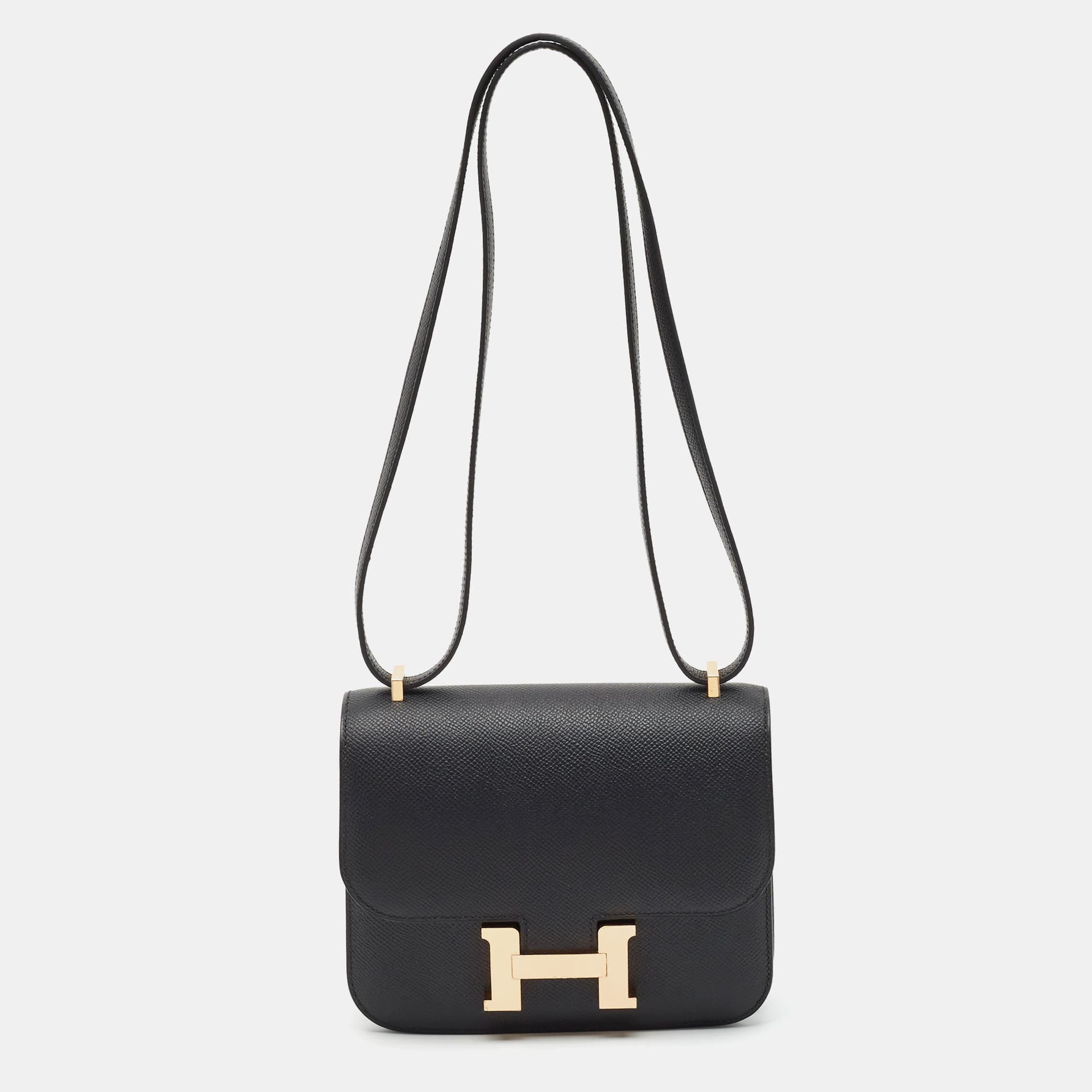 Hermes Constance 18 Mini Rose Gold Finish Noir Epsom Leather Crossbody Bag