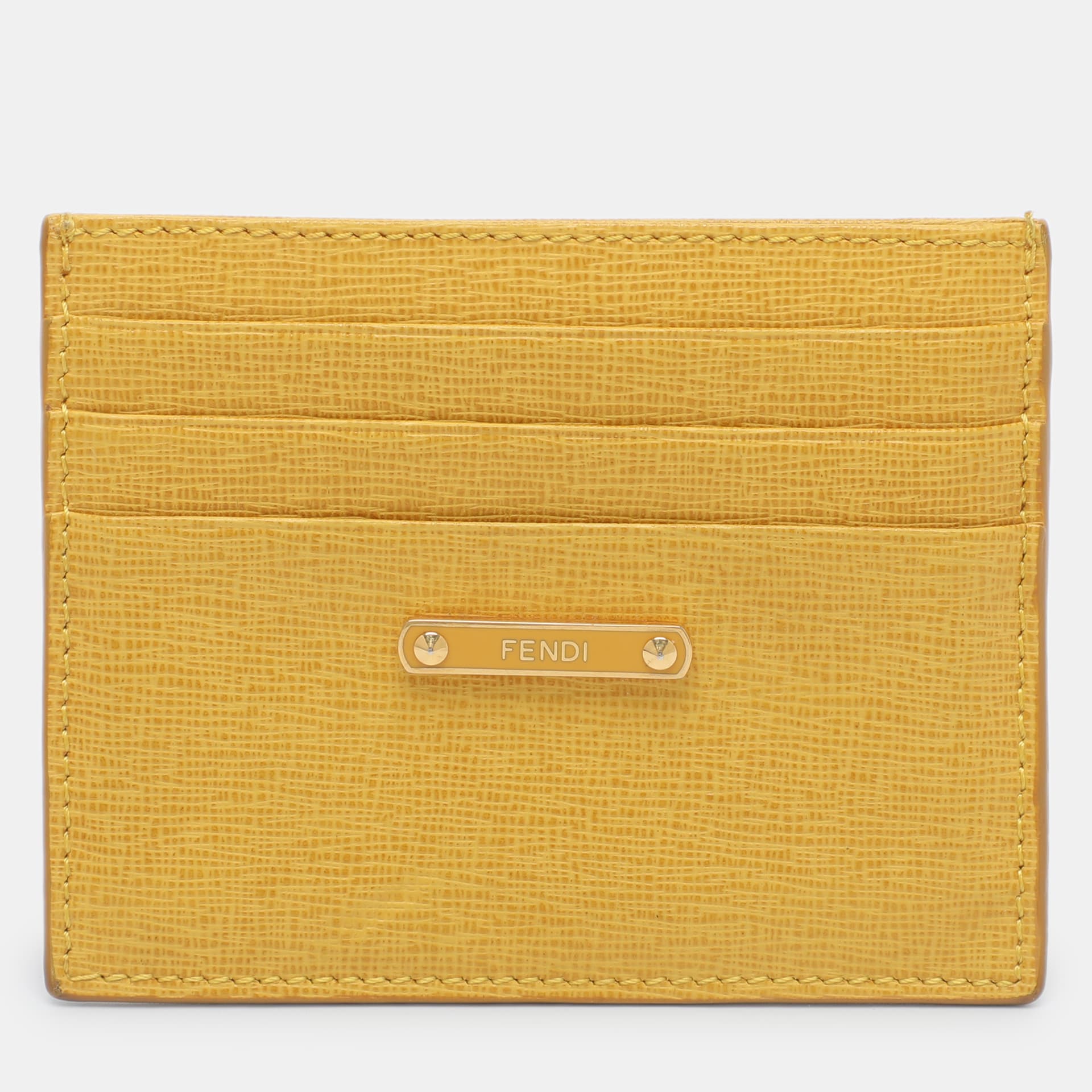 Fendi Yellow Leather Card Holder