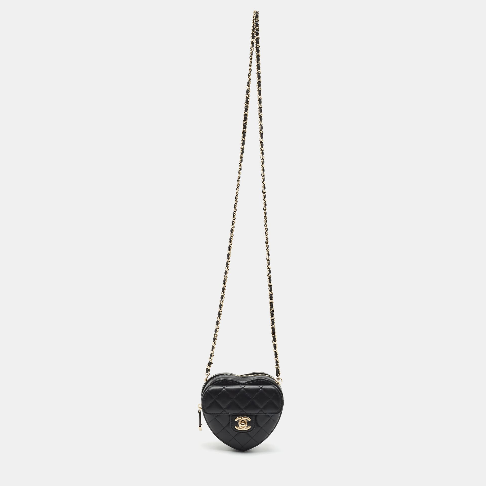 Chanel CC In Love Heart Black Quilted Leather Chain Clutch