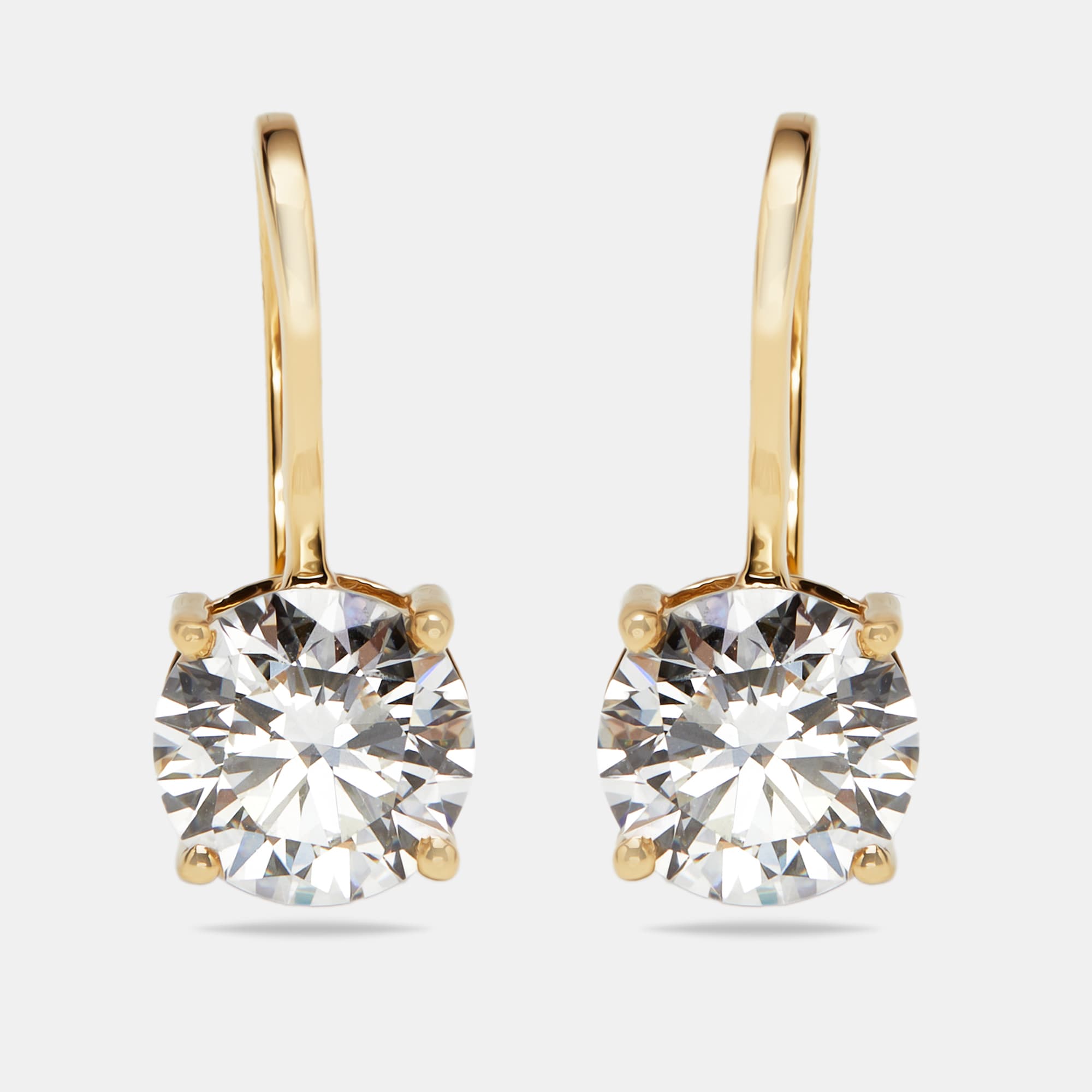 2 cts Round Lab Grown Diamond 18k Yellow Gold Earrings