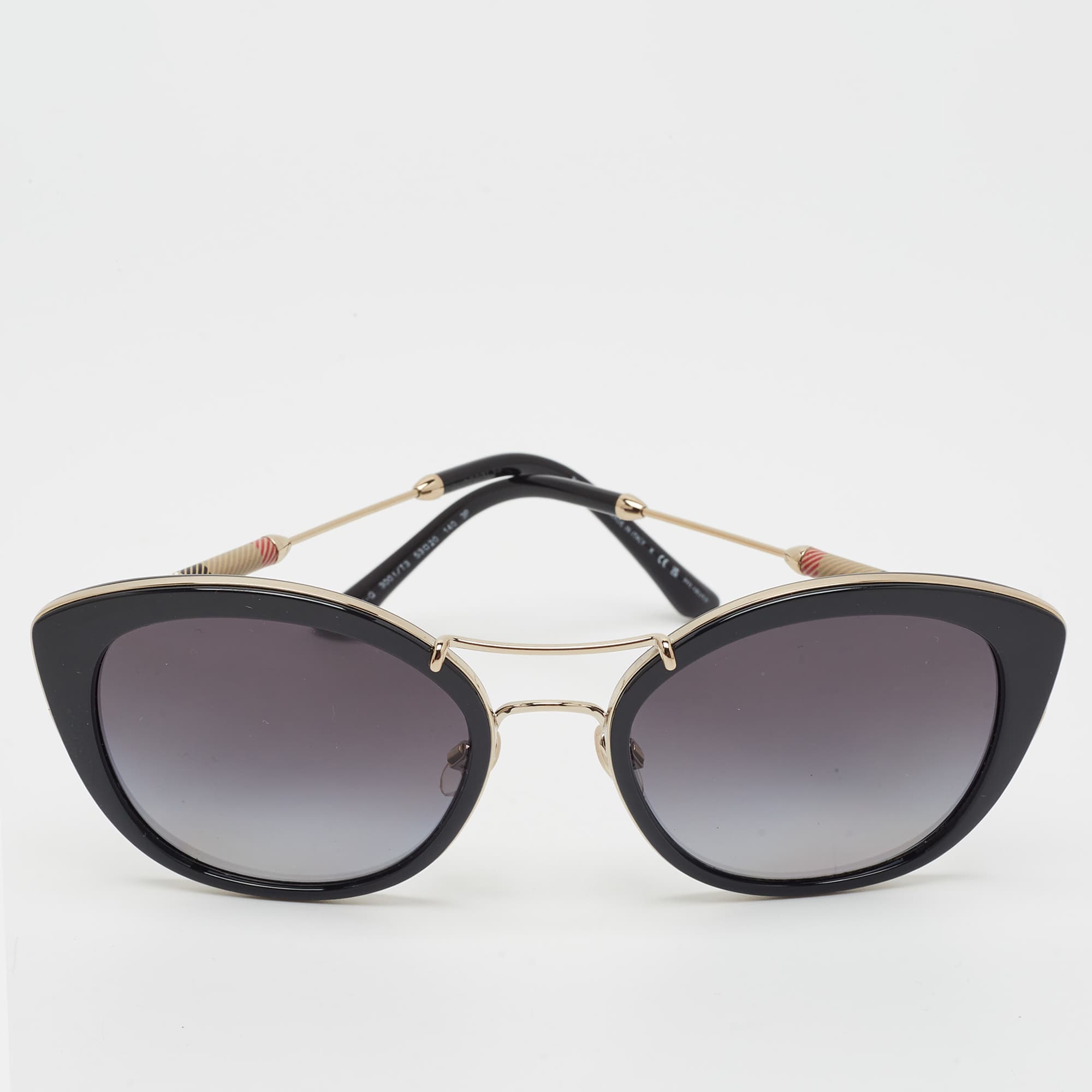Burberry Black Gradient H 4251 Q Check Cat Eye Sunglasses