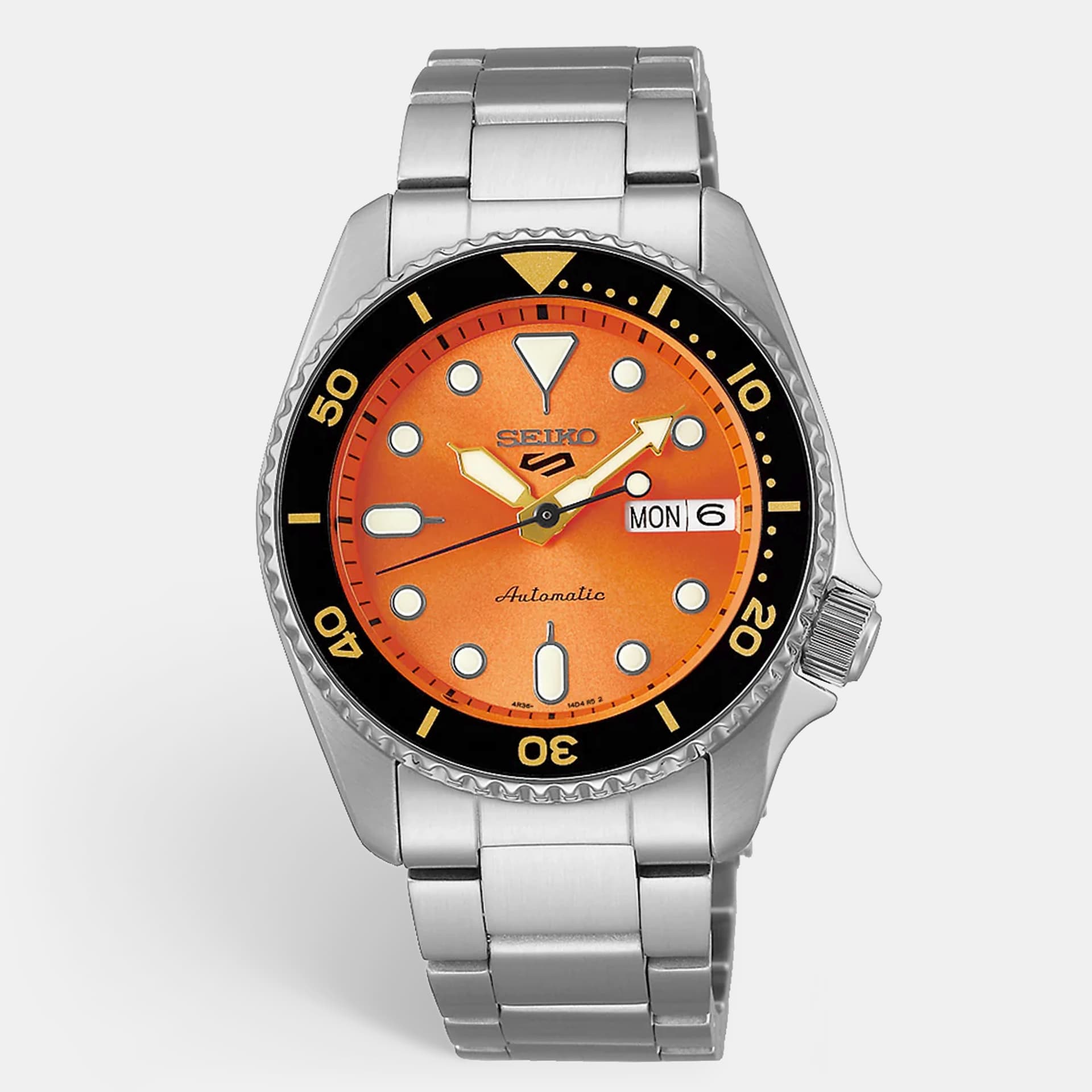 Seiko 5 Sport SRPD59K1 Orange Dial Stainless Steel Men's Wristwatch 42.50mm