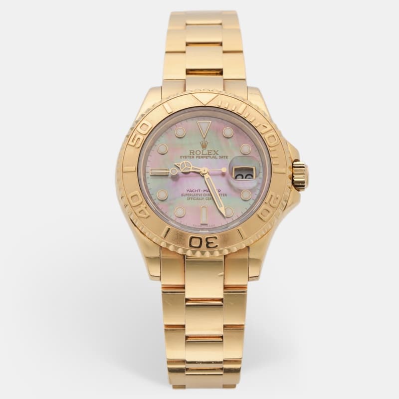 Rolex Yacht-Master 16628 Mother of Pearl 18k Yellow Gold Women's Wristwatch 40 mm