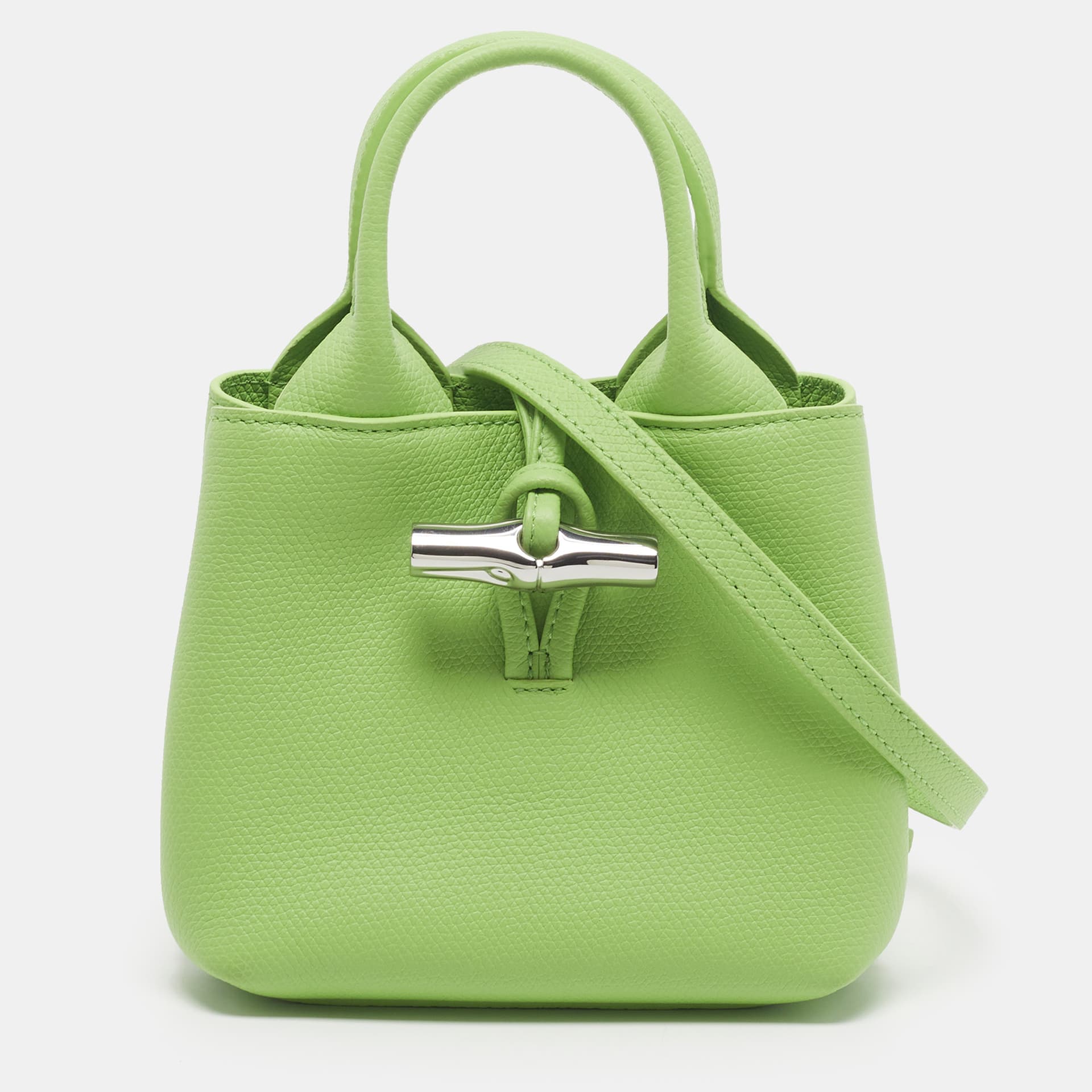 Longchamp Le Roseau XS Green Leather Tote