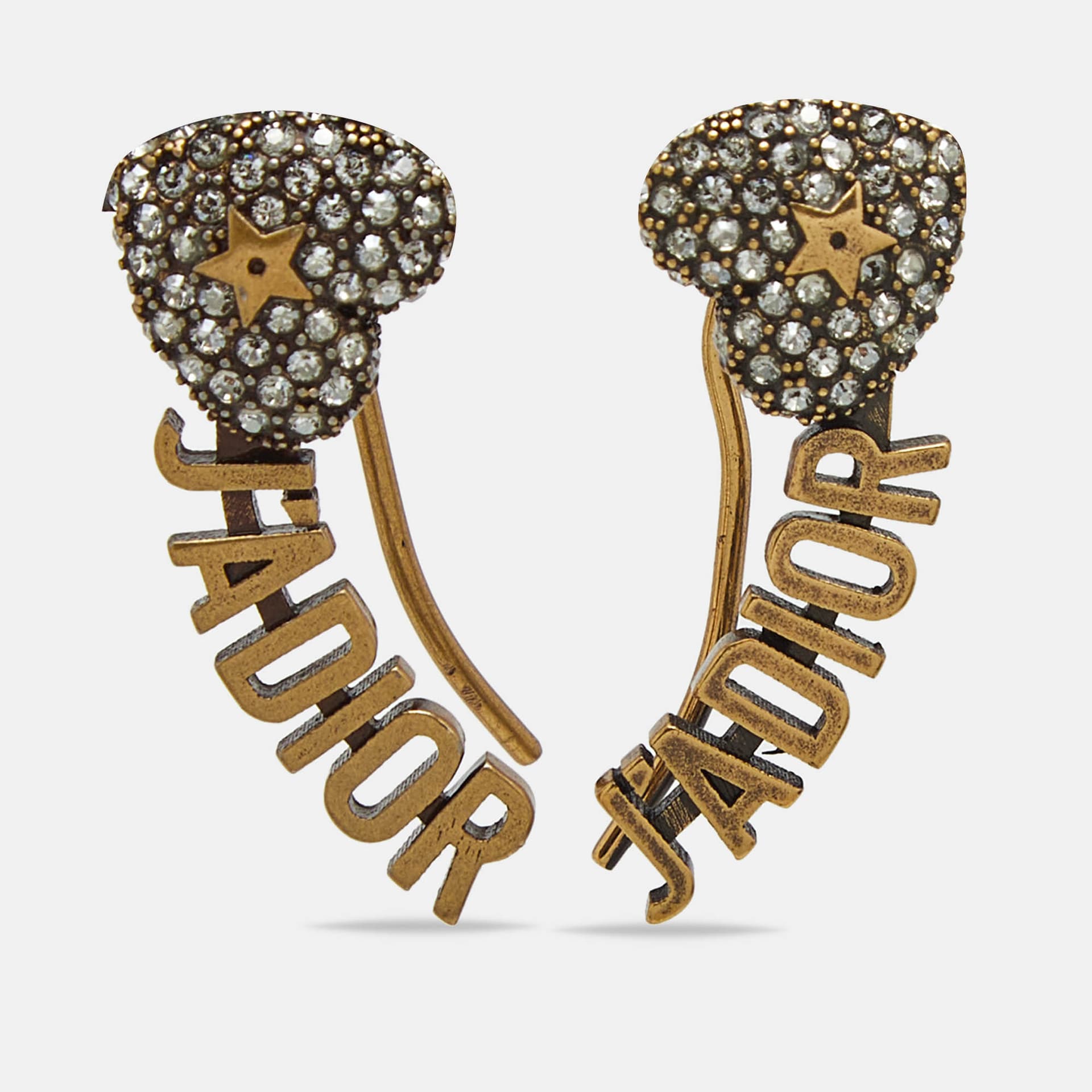 Dior J'Adior  Crystal  Heart Gold Tone Earrings