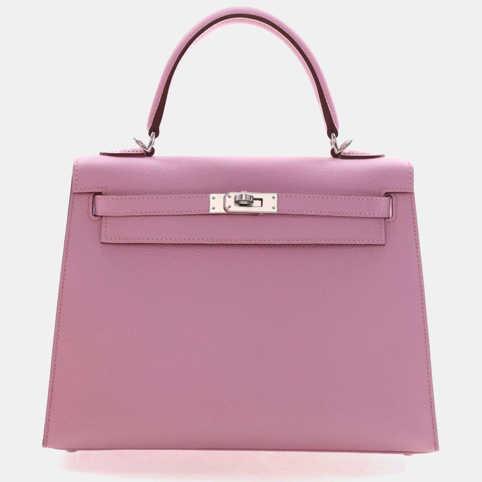 Hermes Kelly 25 Mauve Sylvestre Epsom Leather Sellier Top Handle Bag
