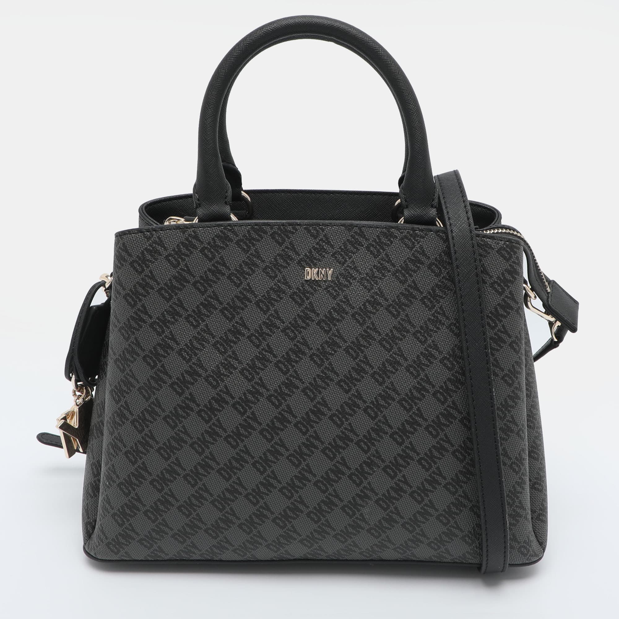 Dkny Dark Grey Signature PVC Top Handle Bag
