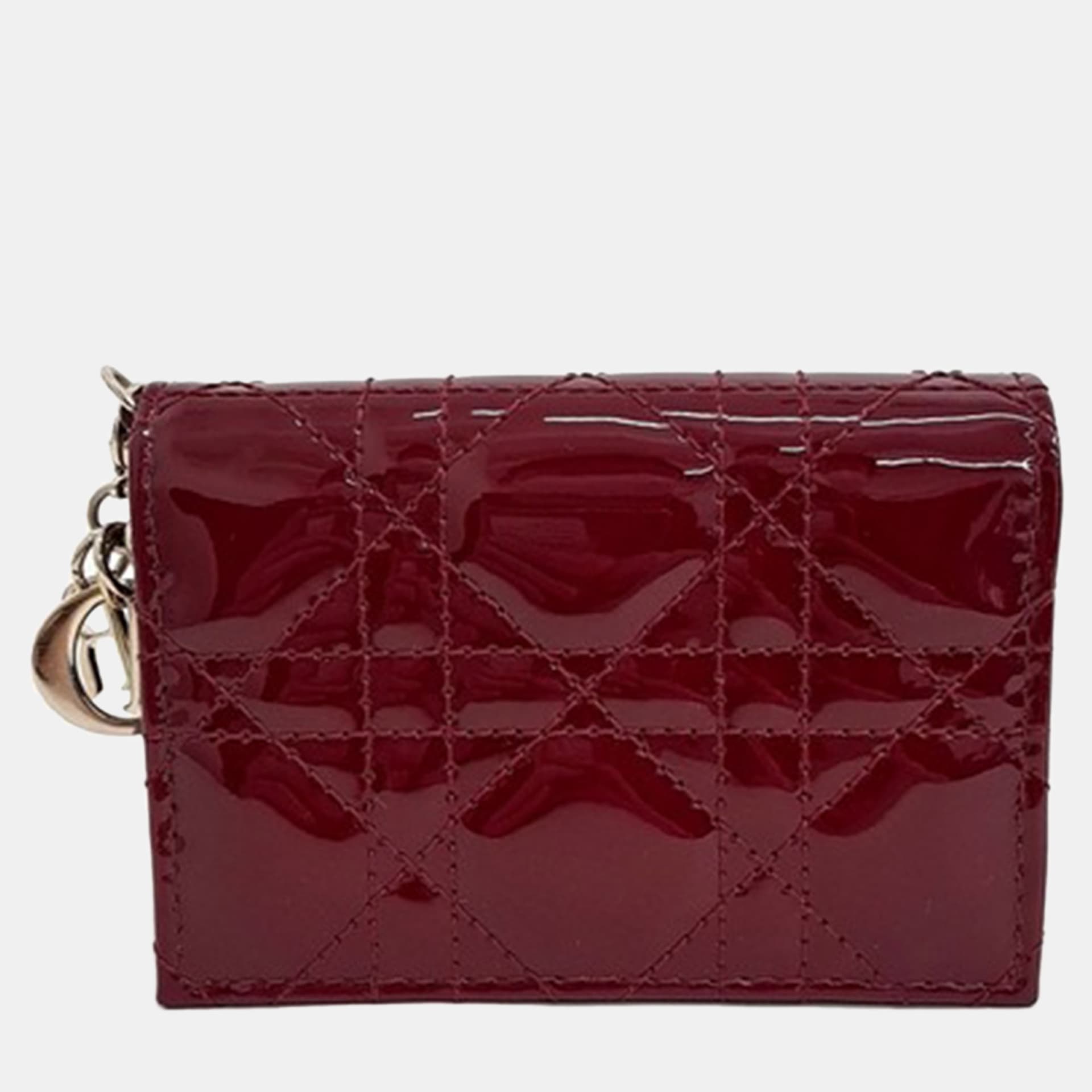 Christian Dior Lady Dior Small Red Patent Leather Wallet