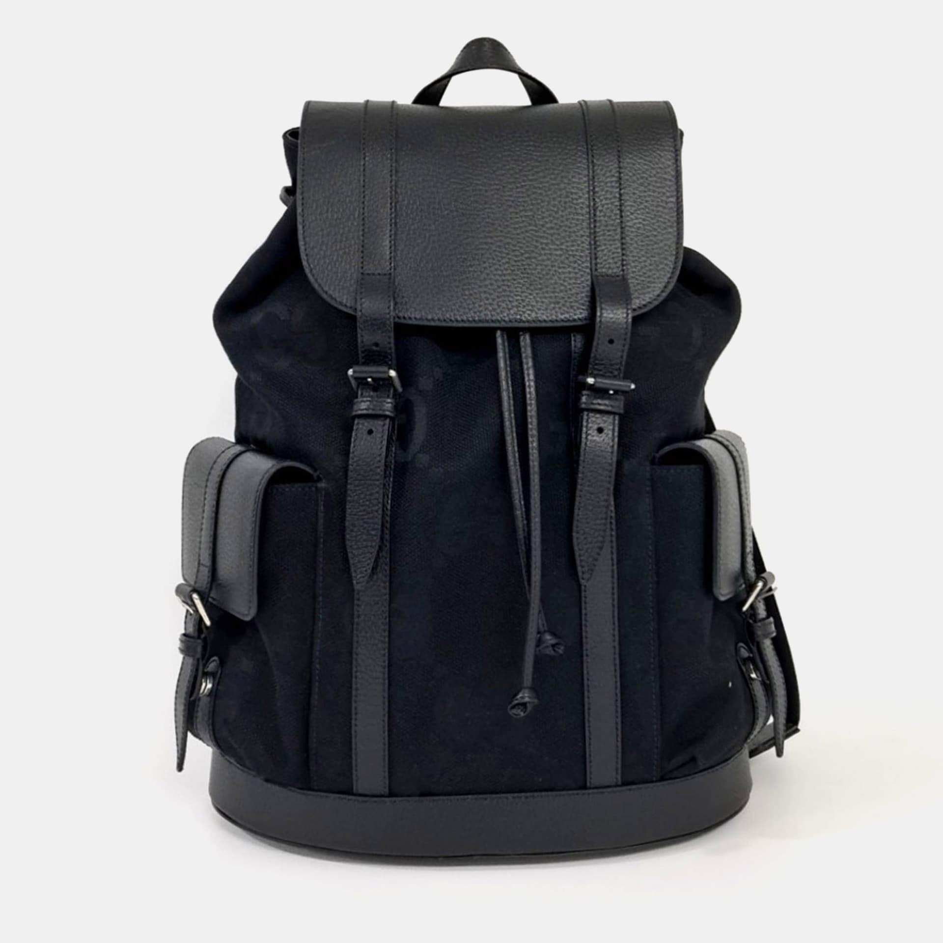 Gucci Canvas and Leather Black Jumbo GG Backpack (678829)