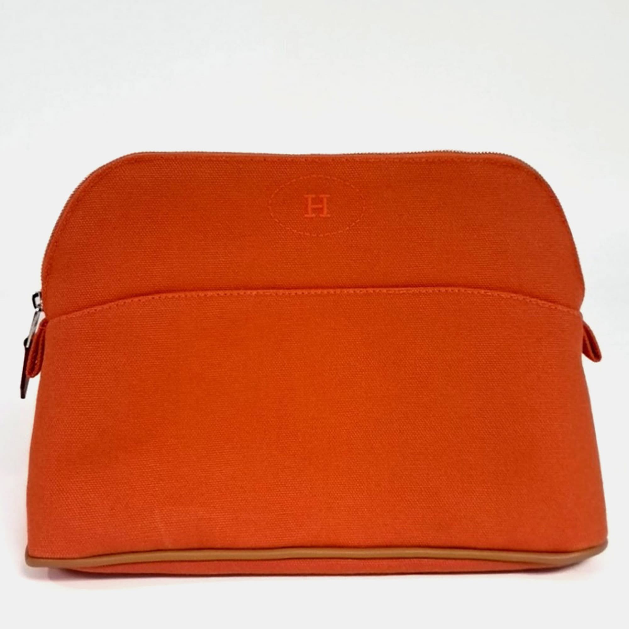 Hermes Orange Fabric Bolide Pouch