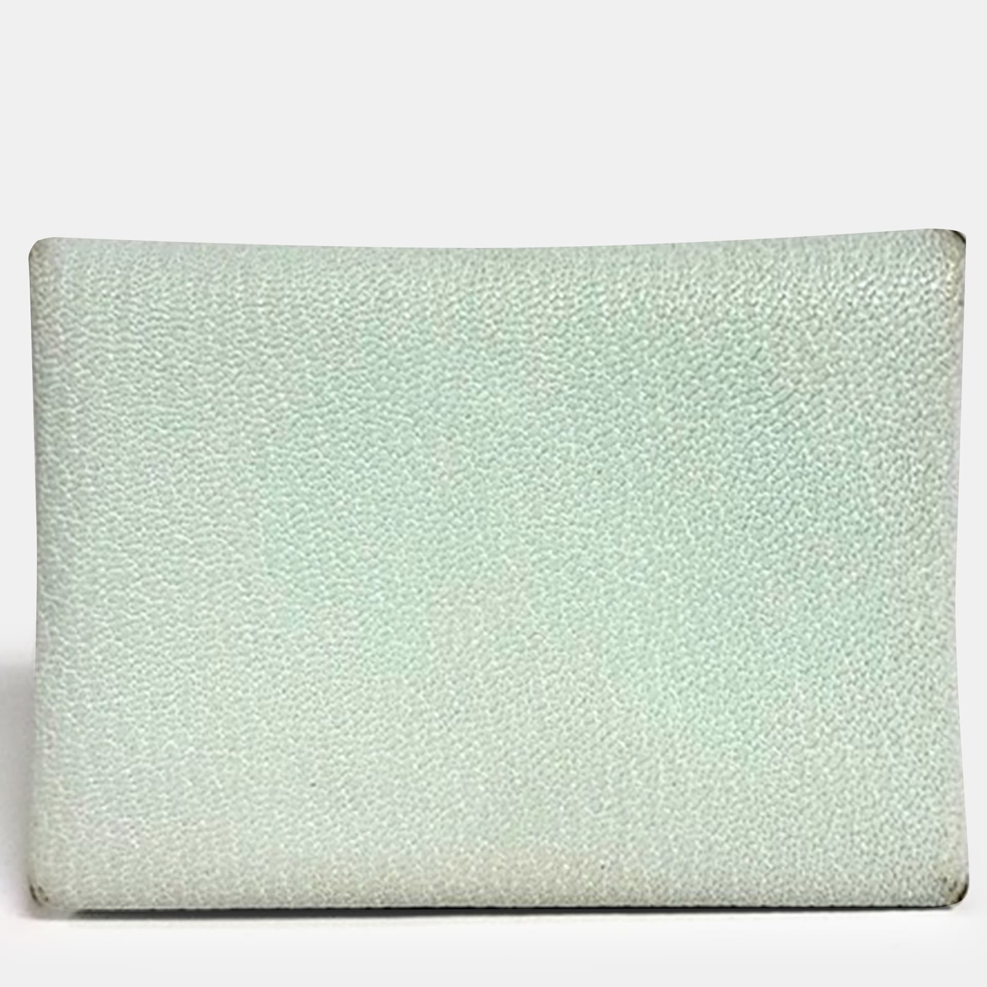 Hermes Calvi Duo Green Mysore Goatskin Leather Card Holder Bag