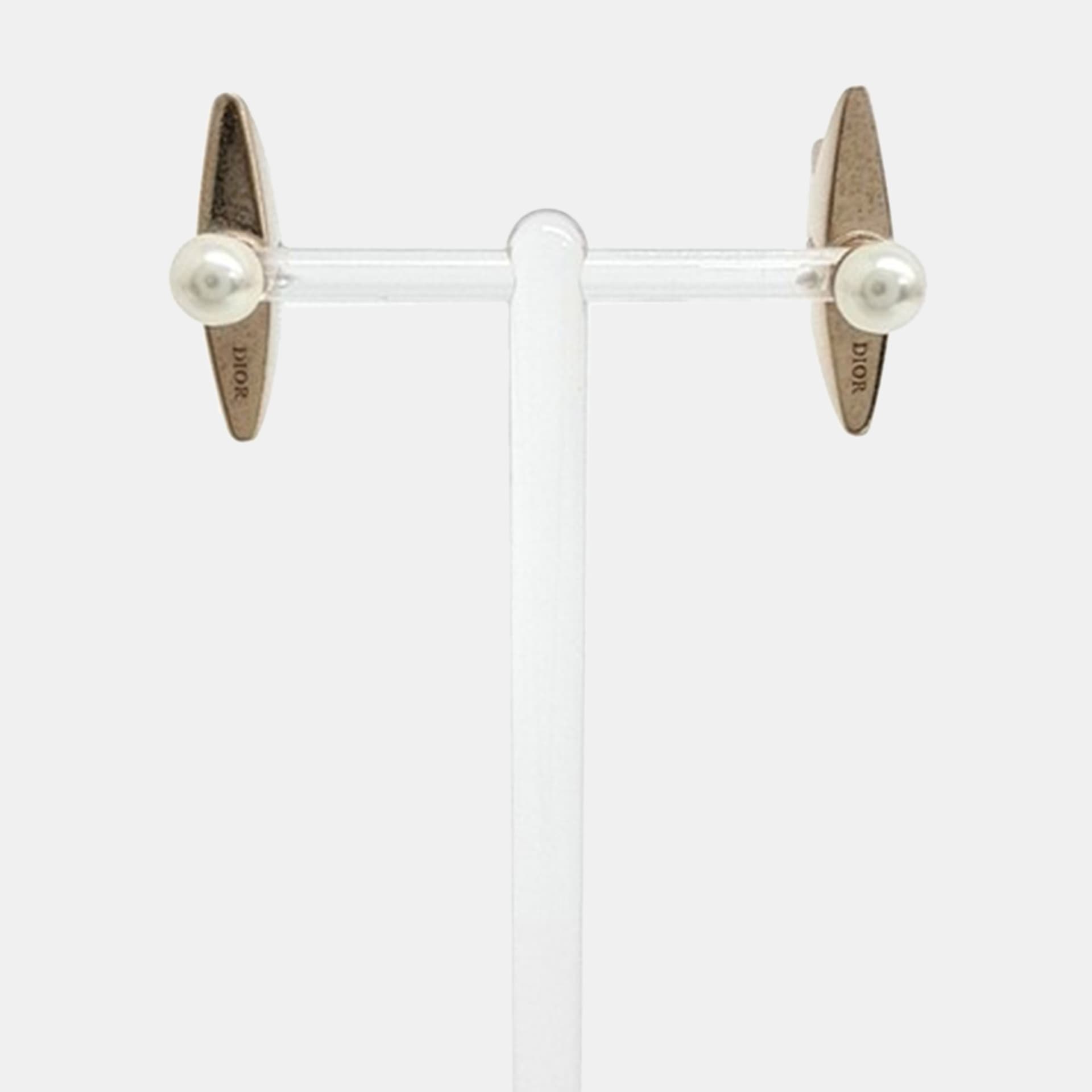 Christian Dior Tribal Gold Pearl Star Earrings