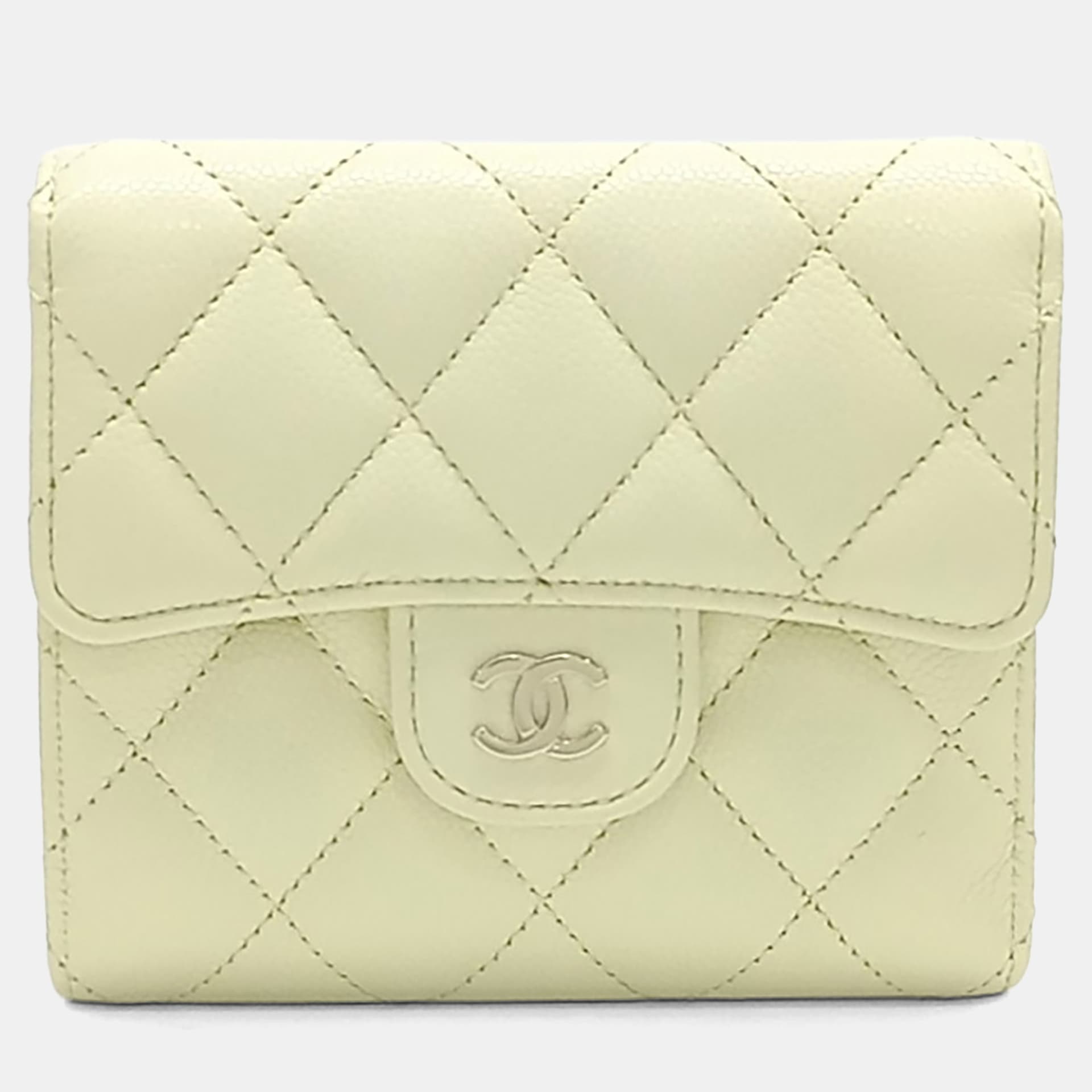 Chanel Classic Small Yellow Caviar Leather Wallet Bag
