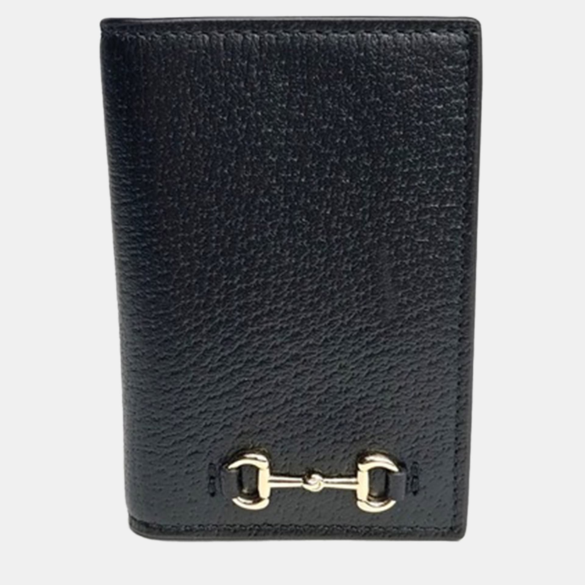 Gucci Black Leather Horsebit Card Holder