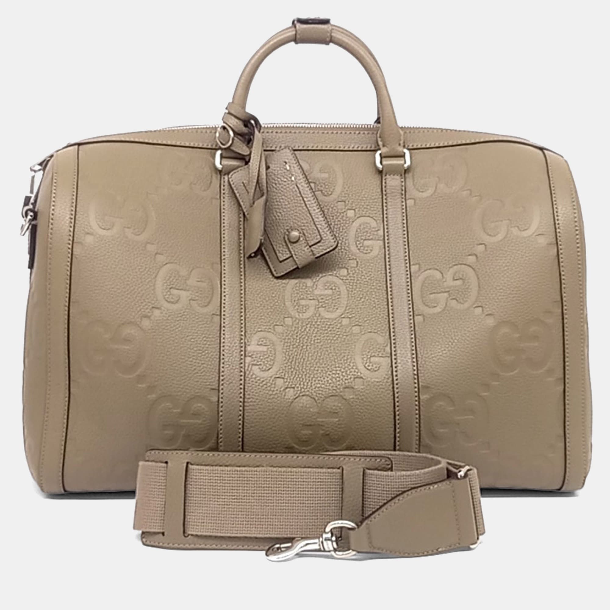 Gucci Beige Leather Jumbo GG Duffle Bag Small (725282)