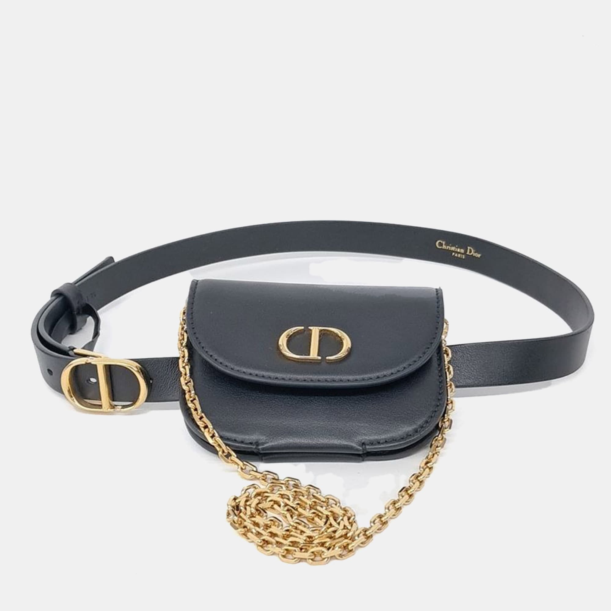 Christian Dior Black Leather Montaigne Belt Bag