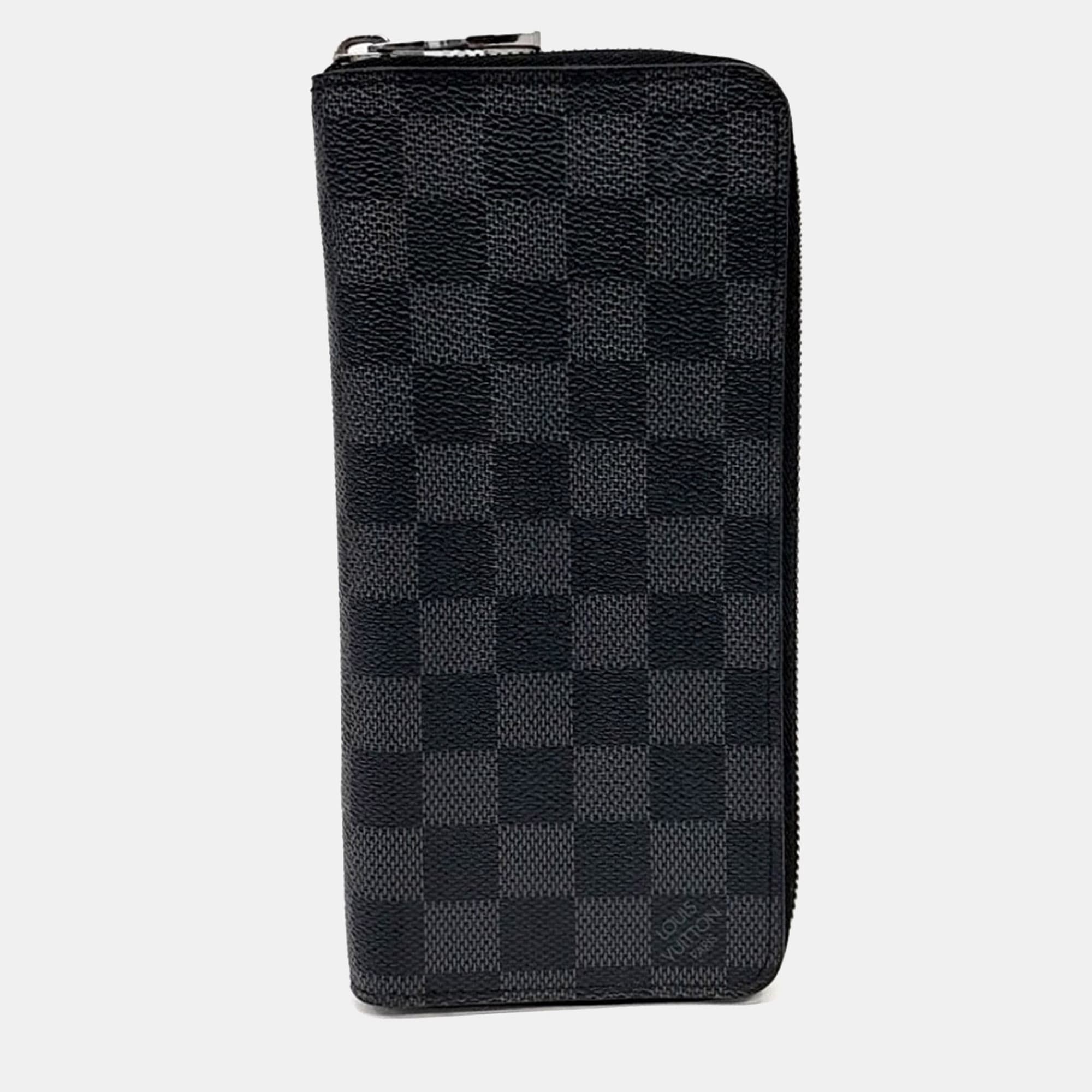 Louis Vuitton Black PVC Graphite Zippy Wallet Vertical N63095