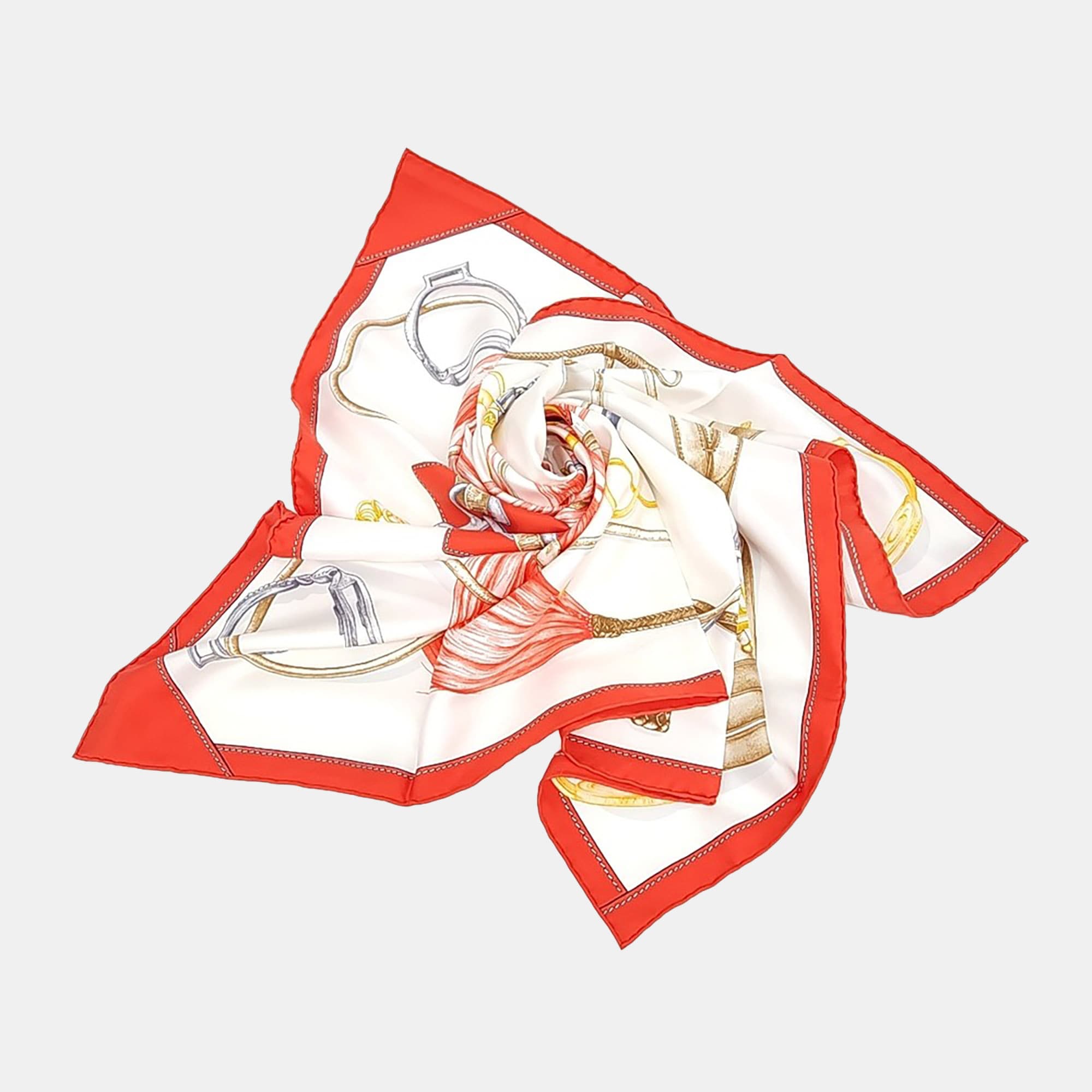 Herm&egrave;s Red White Silk carf