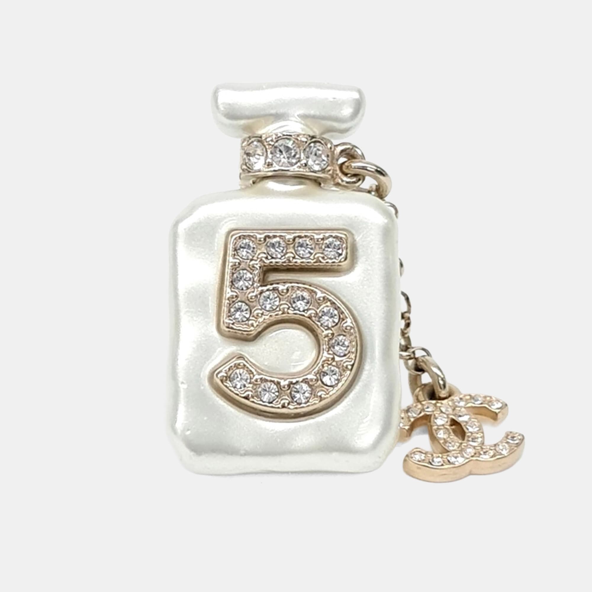 Chanel No5 Perfume Bottle Pearl Pin Brooch