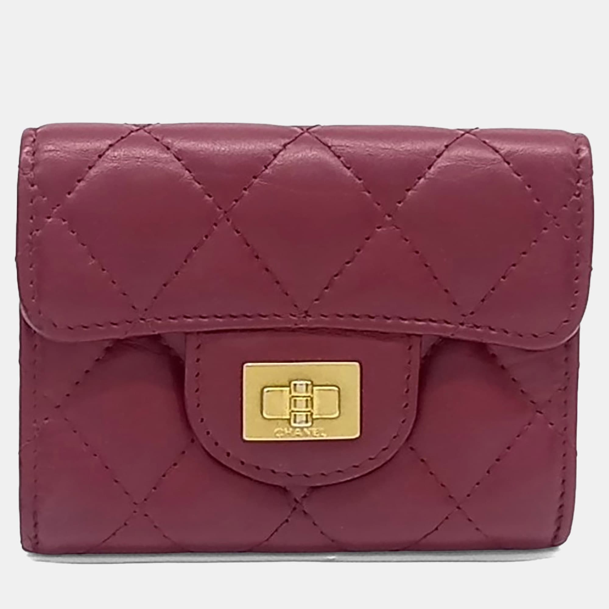 Chanel Vintage Leather Burgundy 2.55 Card Holder A31510