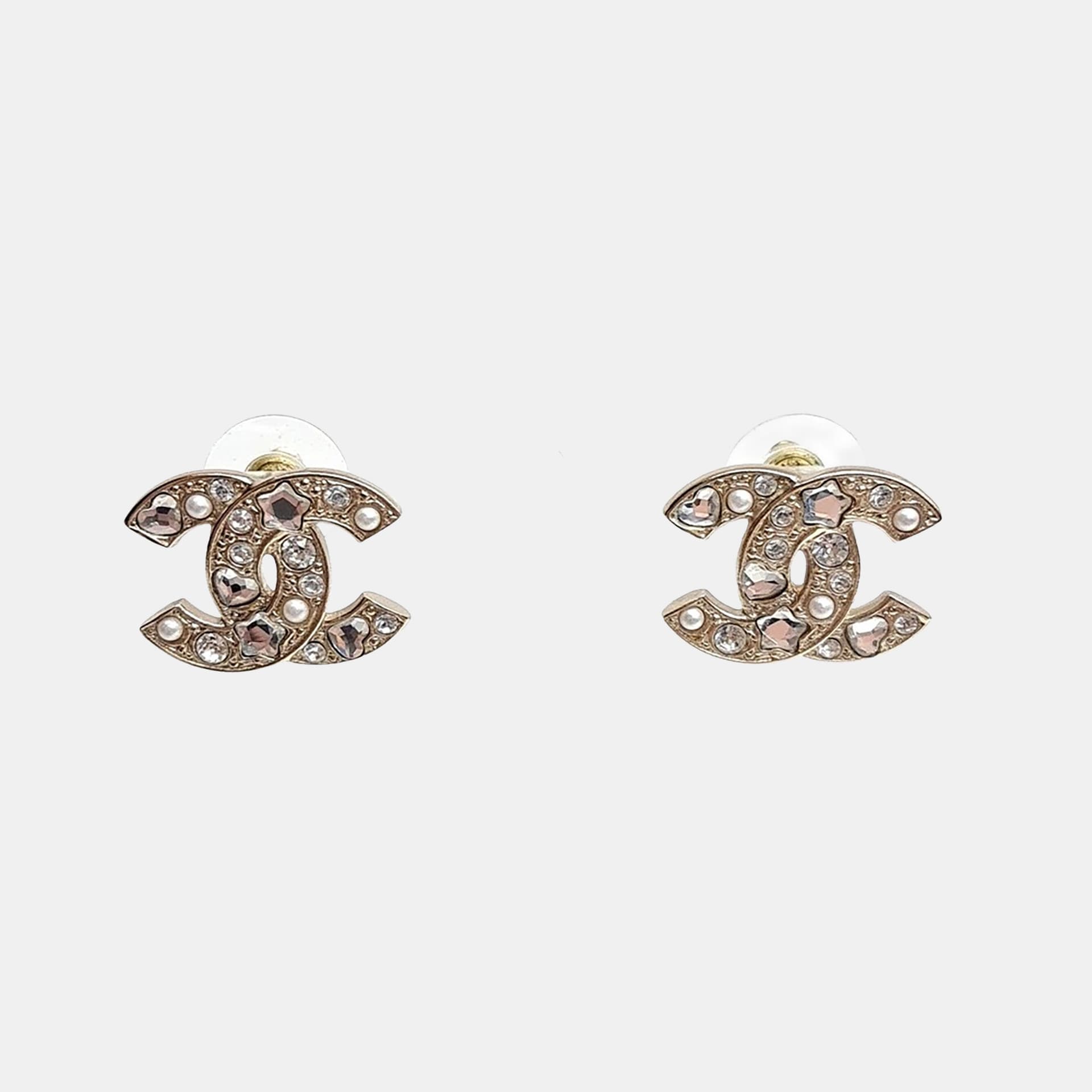 Chanel metal logo earrings
