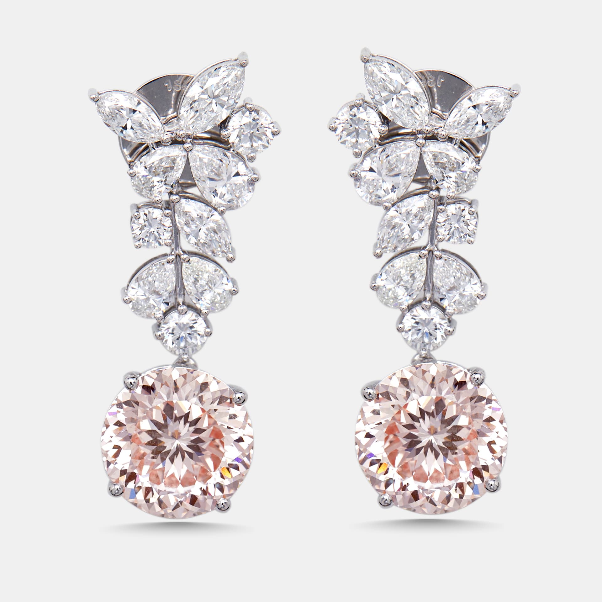 16 cts Pear, Modified Round Lab Grown Diamonds 18k White Gold Earrings