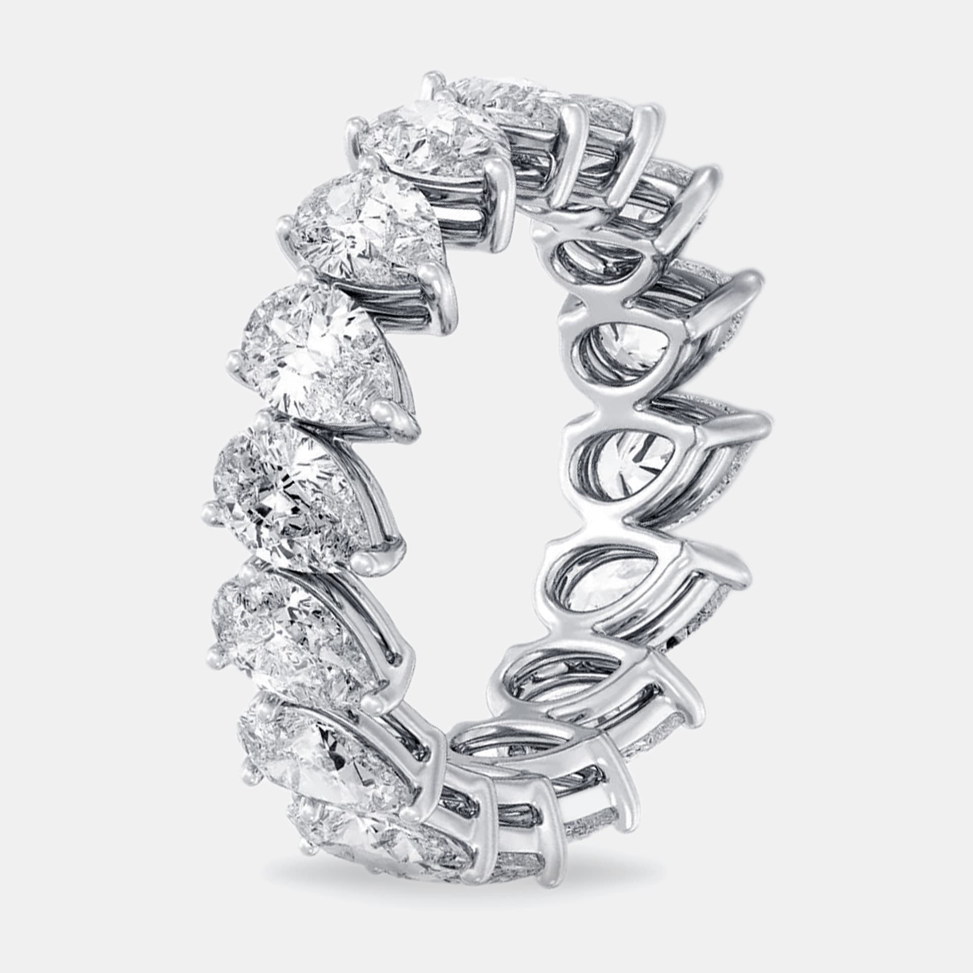 3.5 cts Pear Lab Grown Diamonds 18k White Gold Eternity Ring Size 53