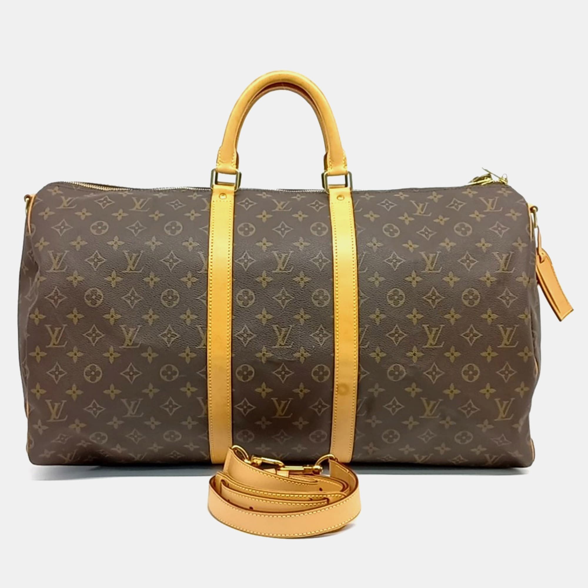 Louis Vuitton Brown PVC Monogram Bandouli&egrave;re Keepall 55