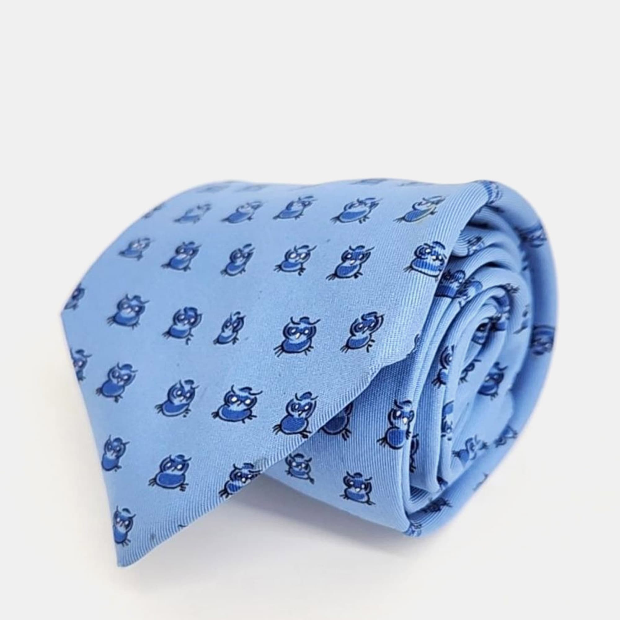 Hermes Silk Blue Tie